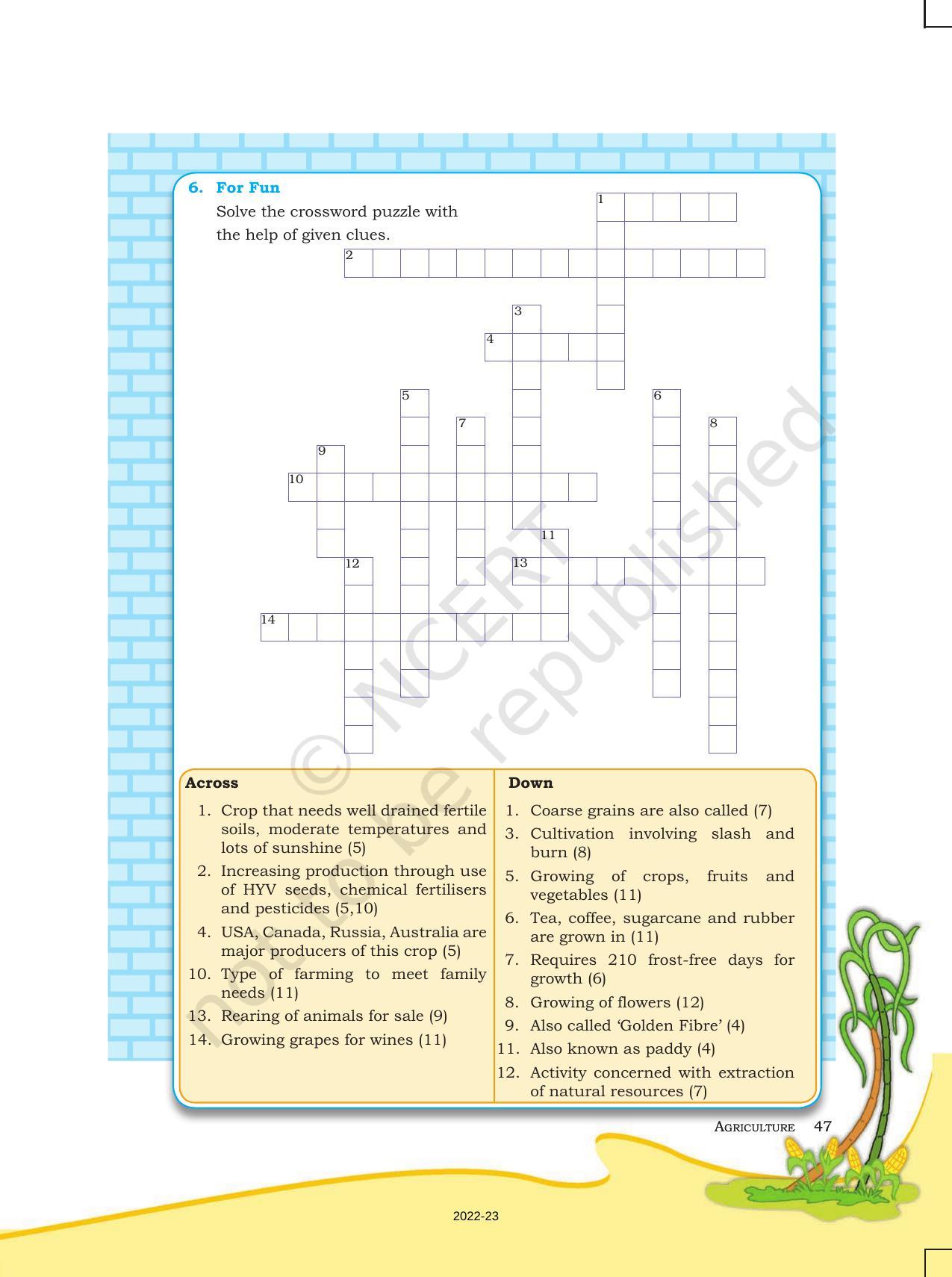 NCERT Book For Class 8 Geography Chapter 4 Agriculture