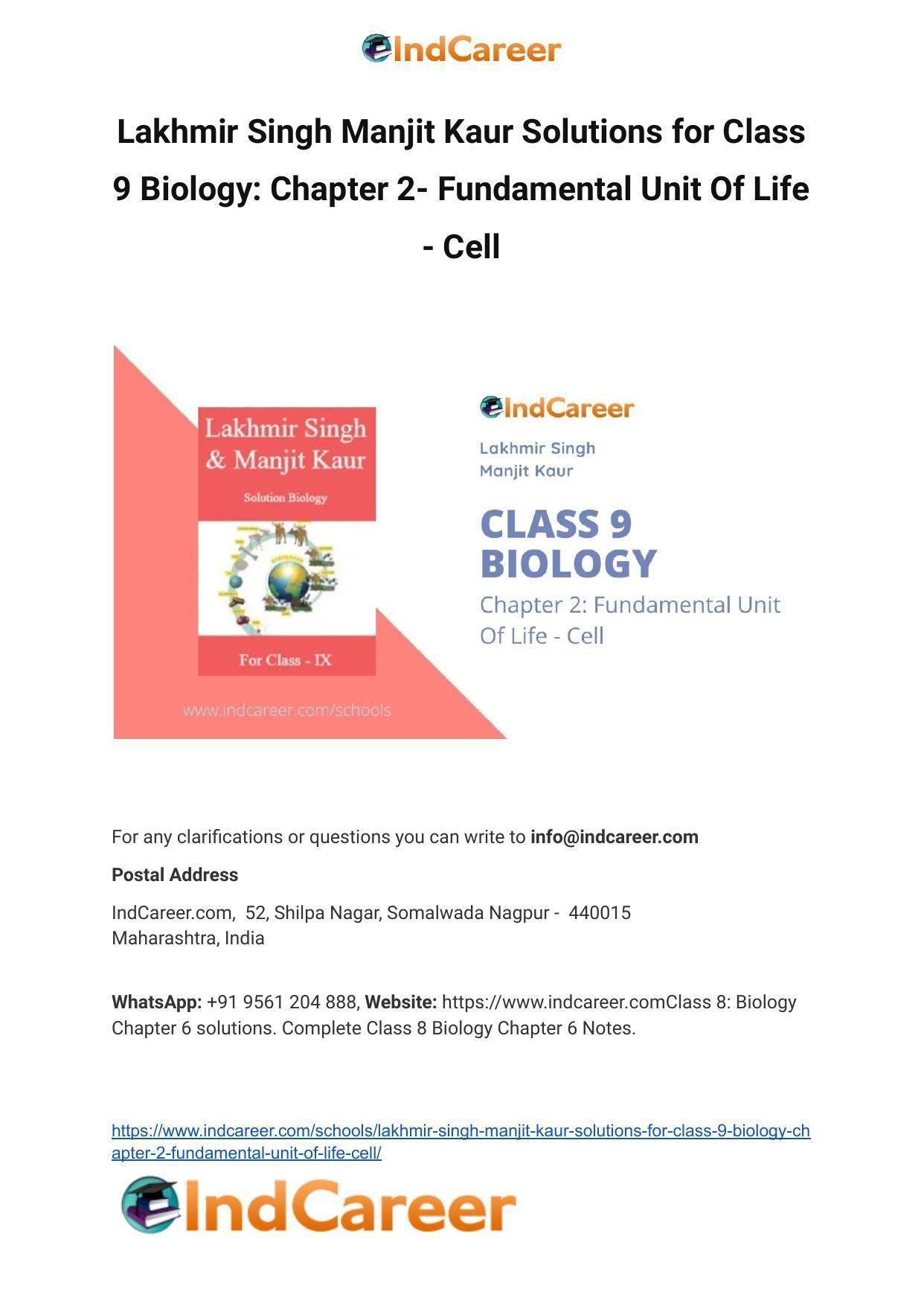 Lakhmir Singh Manjit Kaur Solutions For Class Biology Chapter