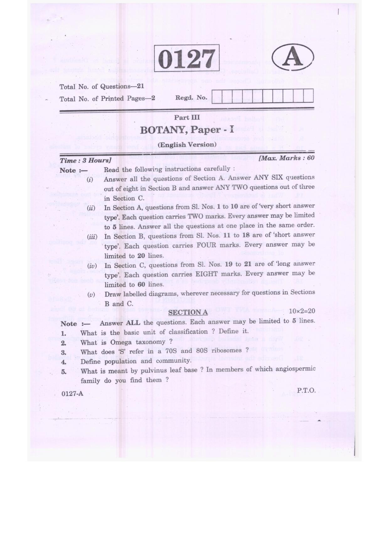 Ts Intermediate St Year Botany Model Paper Indcareer Docs