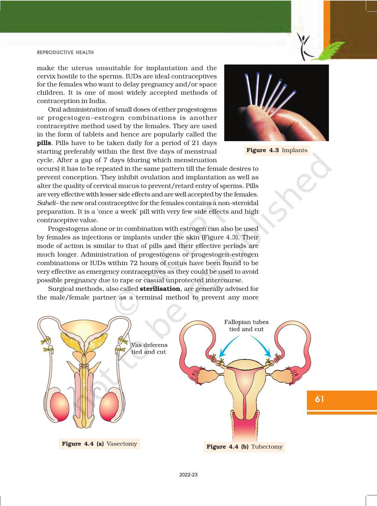 NCERT Book For Class 12 Biology Chapter 4 Reproductive Health