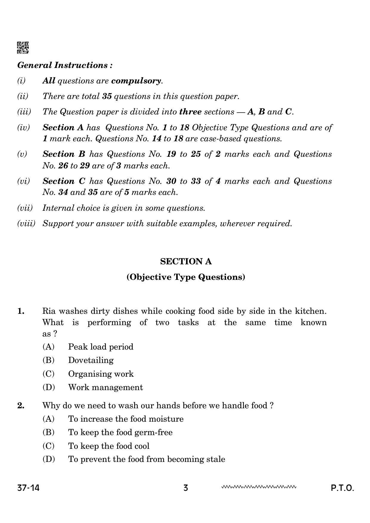 Cbse Class 10 Home Science 2024 Question Paper Indcareer Docs 7724