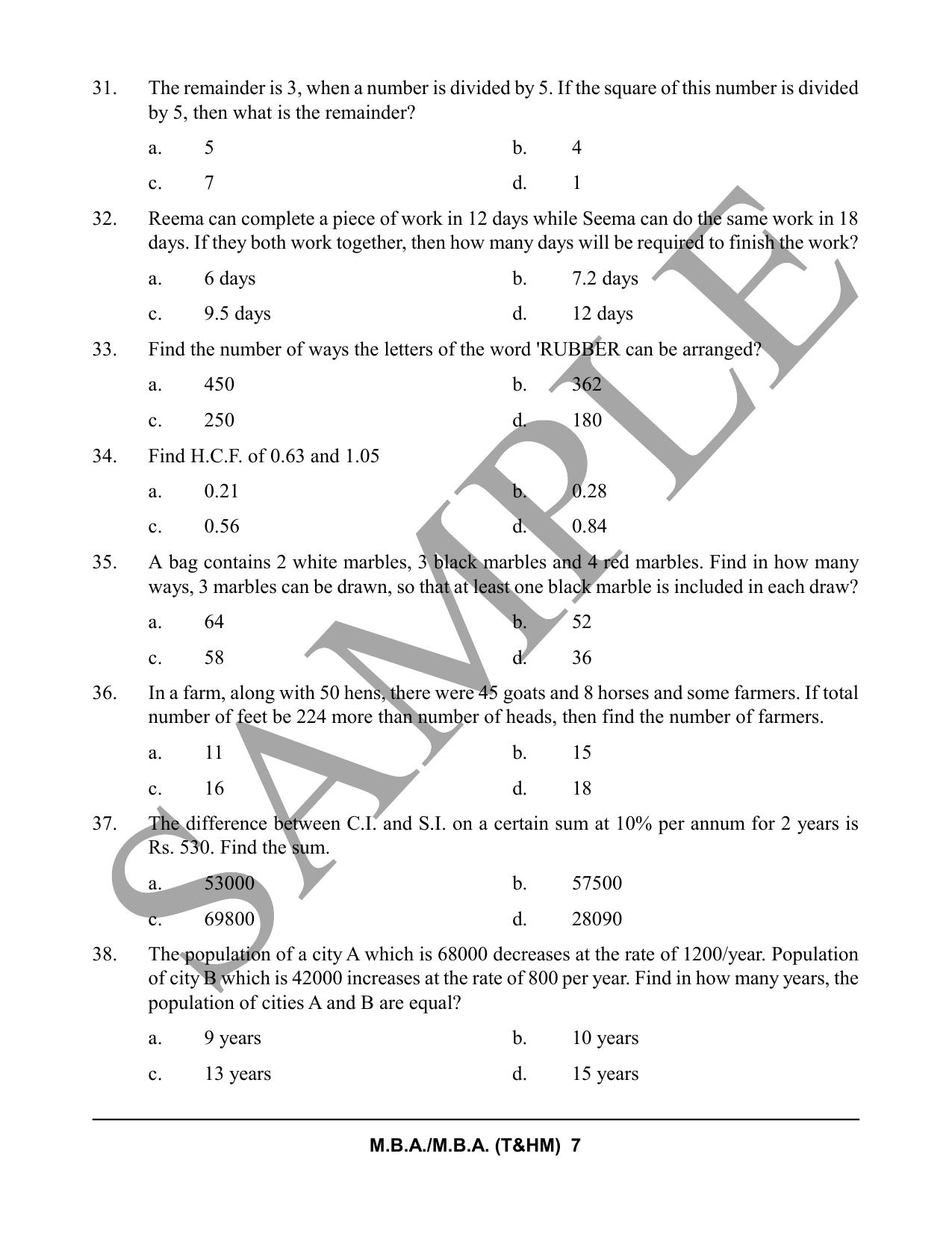 HPCET MBA and MBA (T&HM) Sample Paper 2023 Sample Paper - Page 7