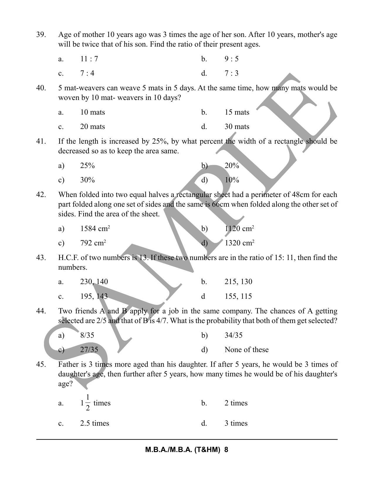 HPCET MBA and MBA (T&HM) Sample Paper 2023 Sample Paper - Page 8