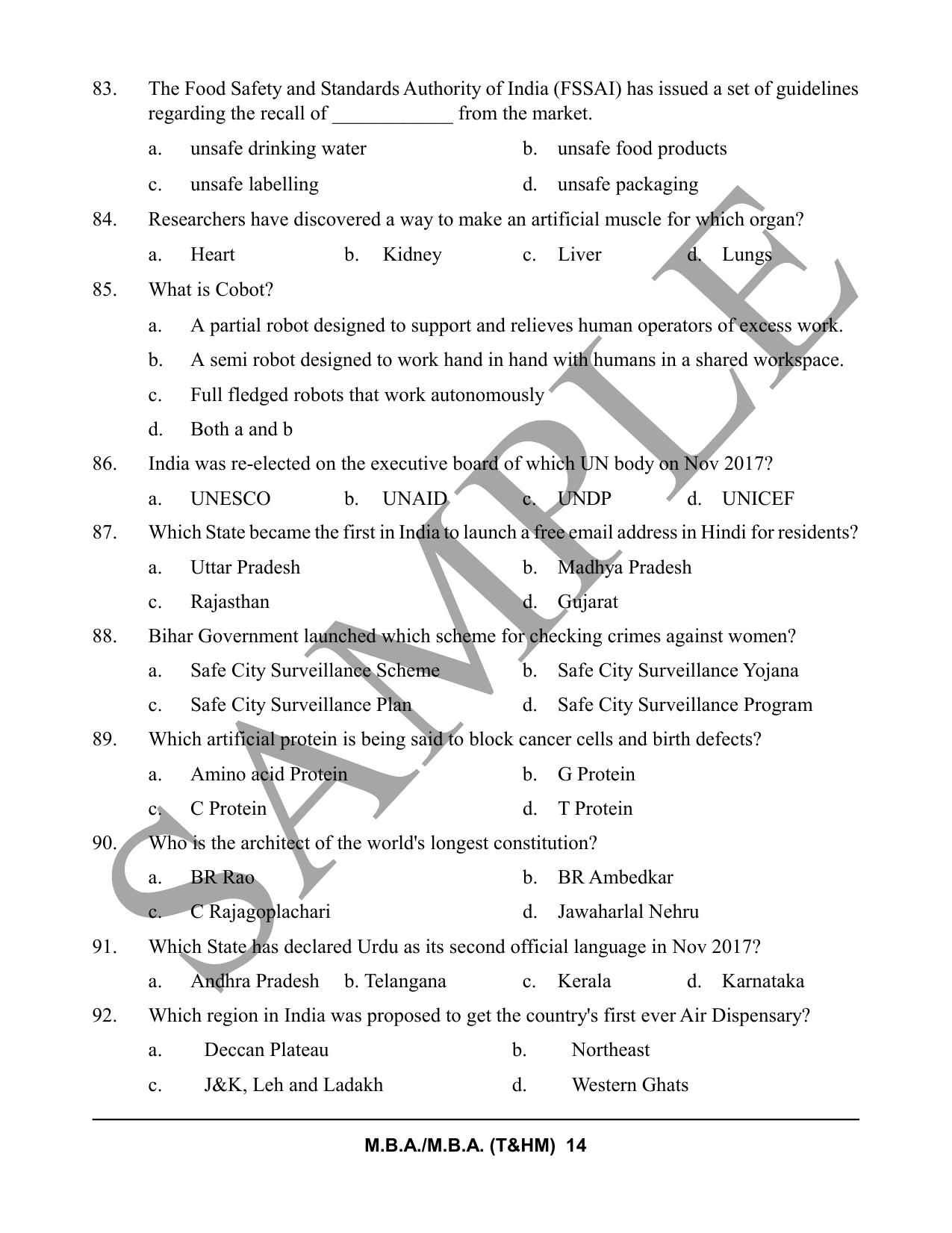 HPCET MBA and MBA (T&HM) Sample Paper 2023 Sample Paper - Page 14