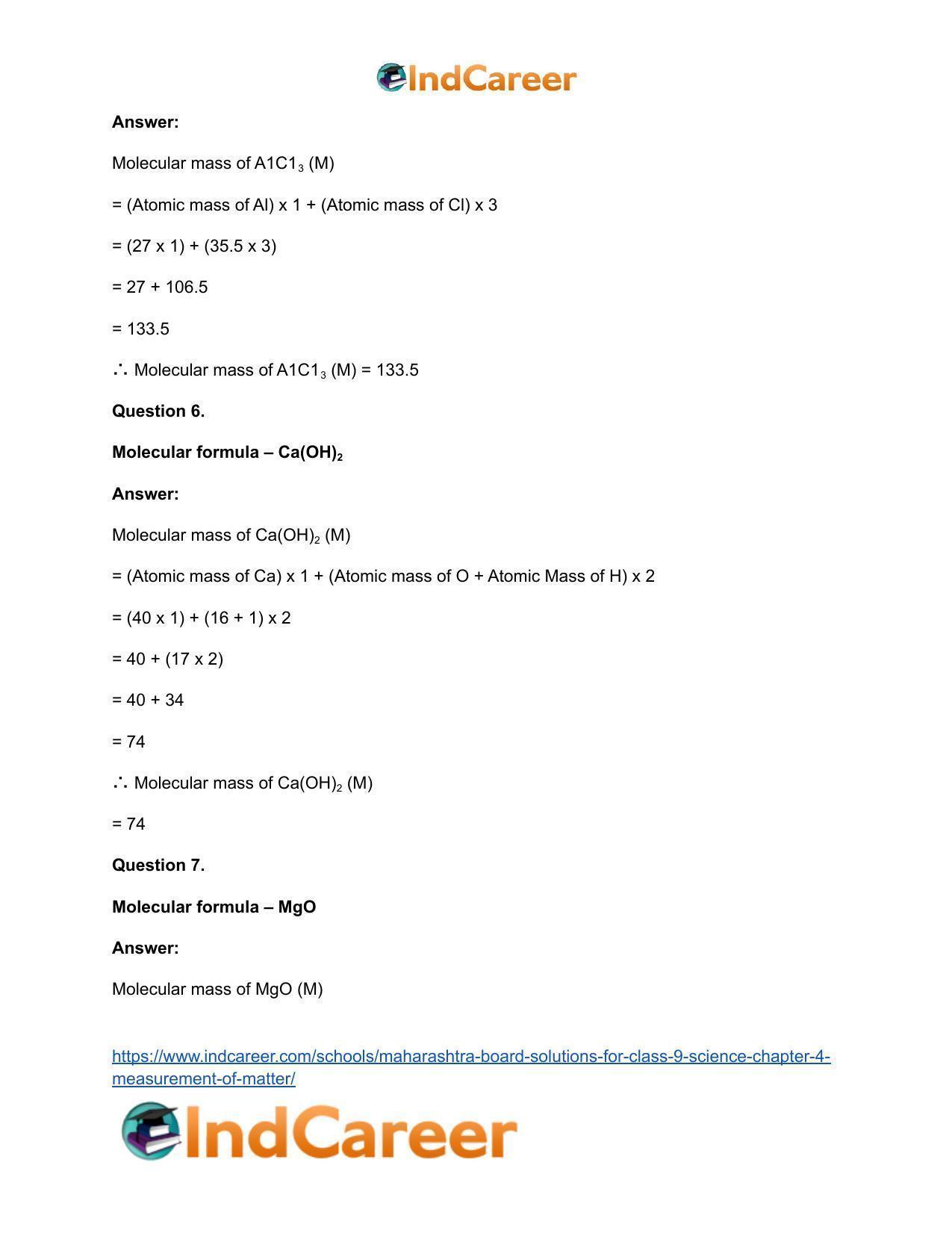 Maharashtra Board Solutions for Class 9- Science: Chapter 4- Measurement of Matter - Page 21