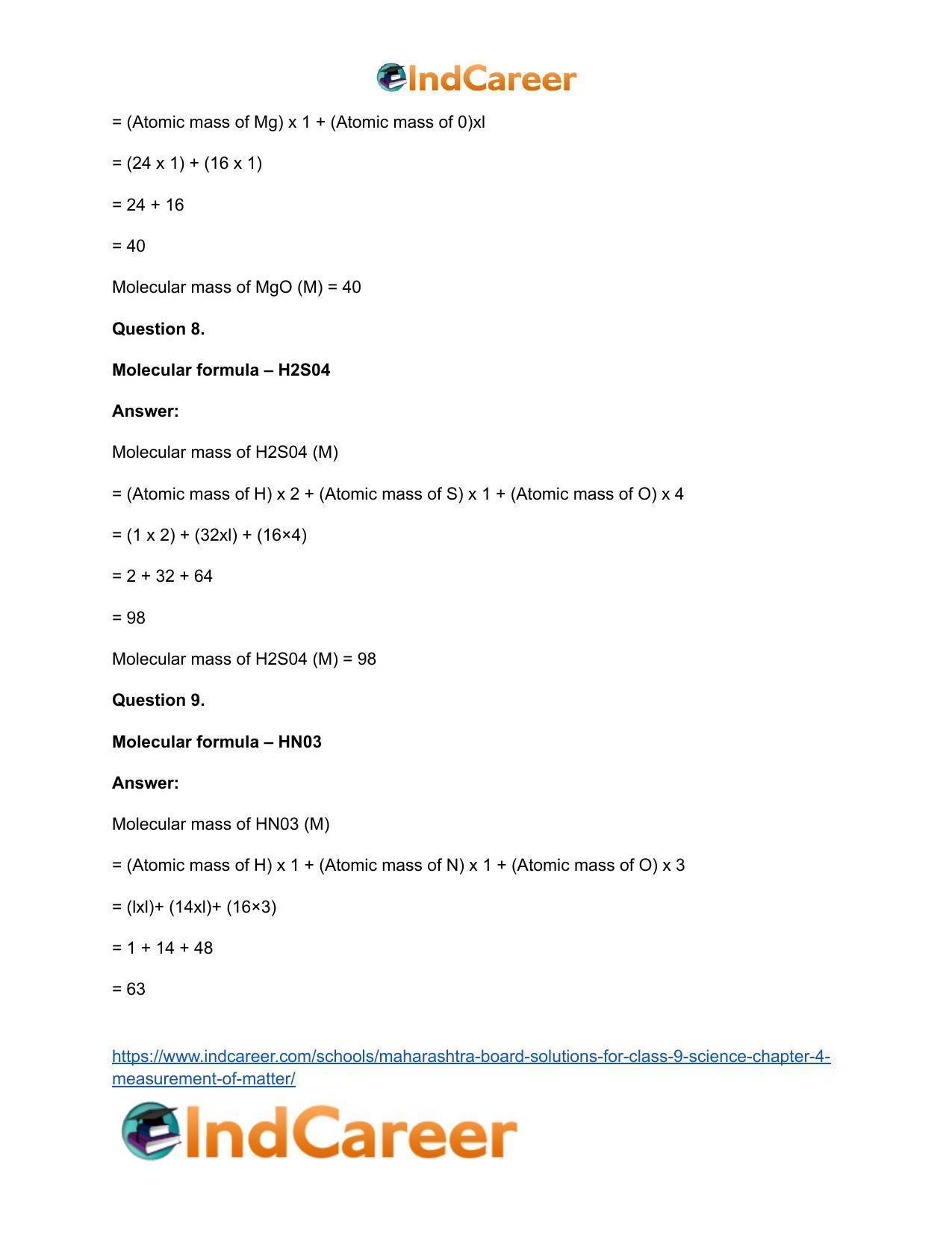 Maharashtra Board Solutions for Class 9- Science: Chapter 4- Measurement of Matter - Page 22