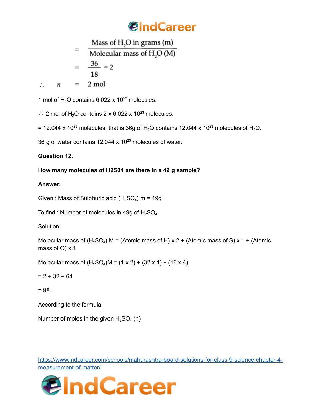 Maharashtra Board Solutions for Class 9- Science: Chapter 4- Measurement of Matter - Page 24