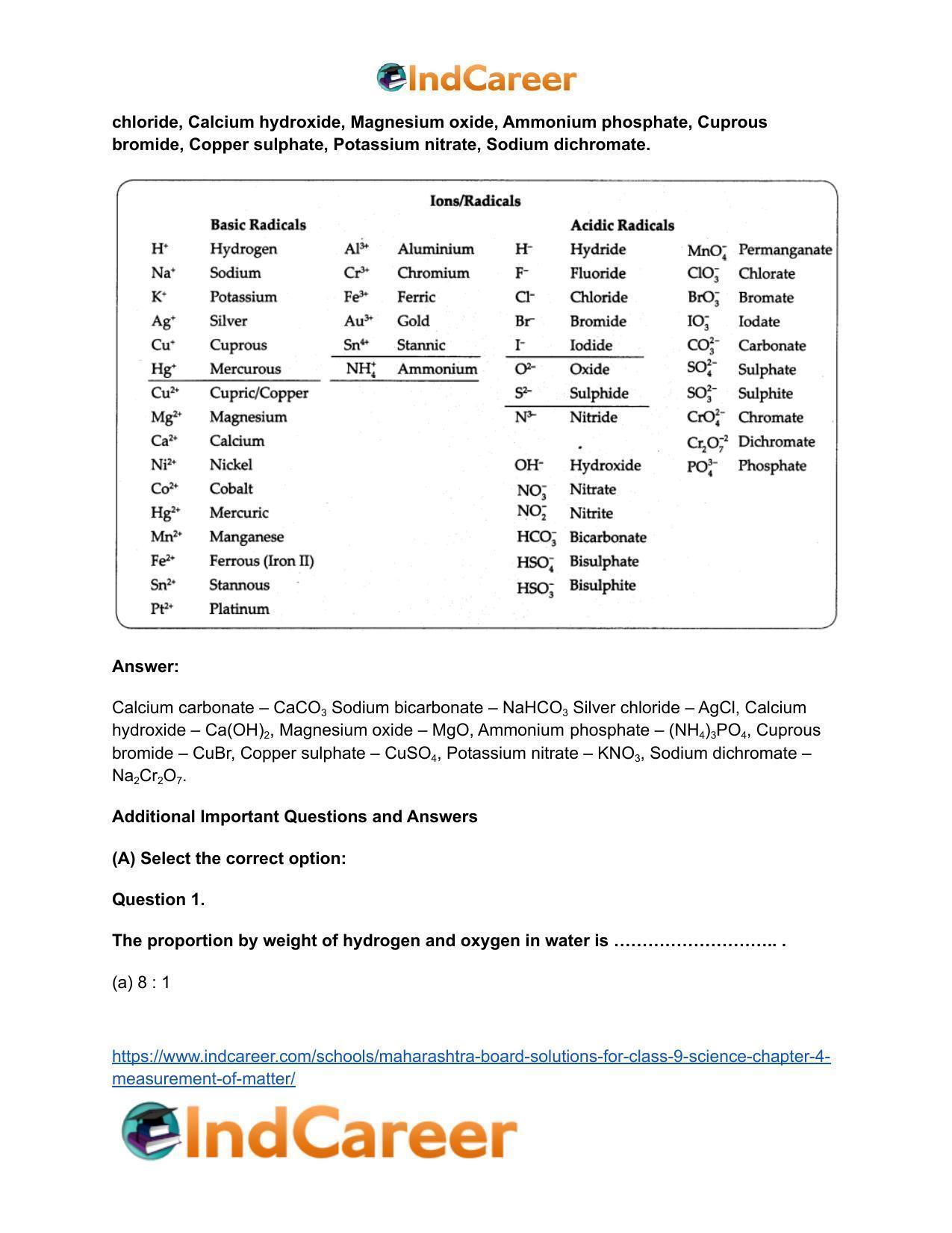 Maharashtra Board Solutions for Class 9- Science: Chapter 4- Measurement of Matter - Page 33