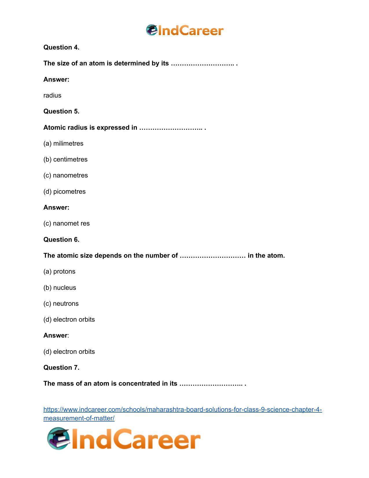 Maharashtra Board Solutions for Class 9- Science: Chapter 4- Measurement of Matter - Page 35