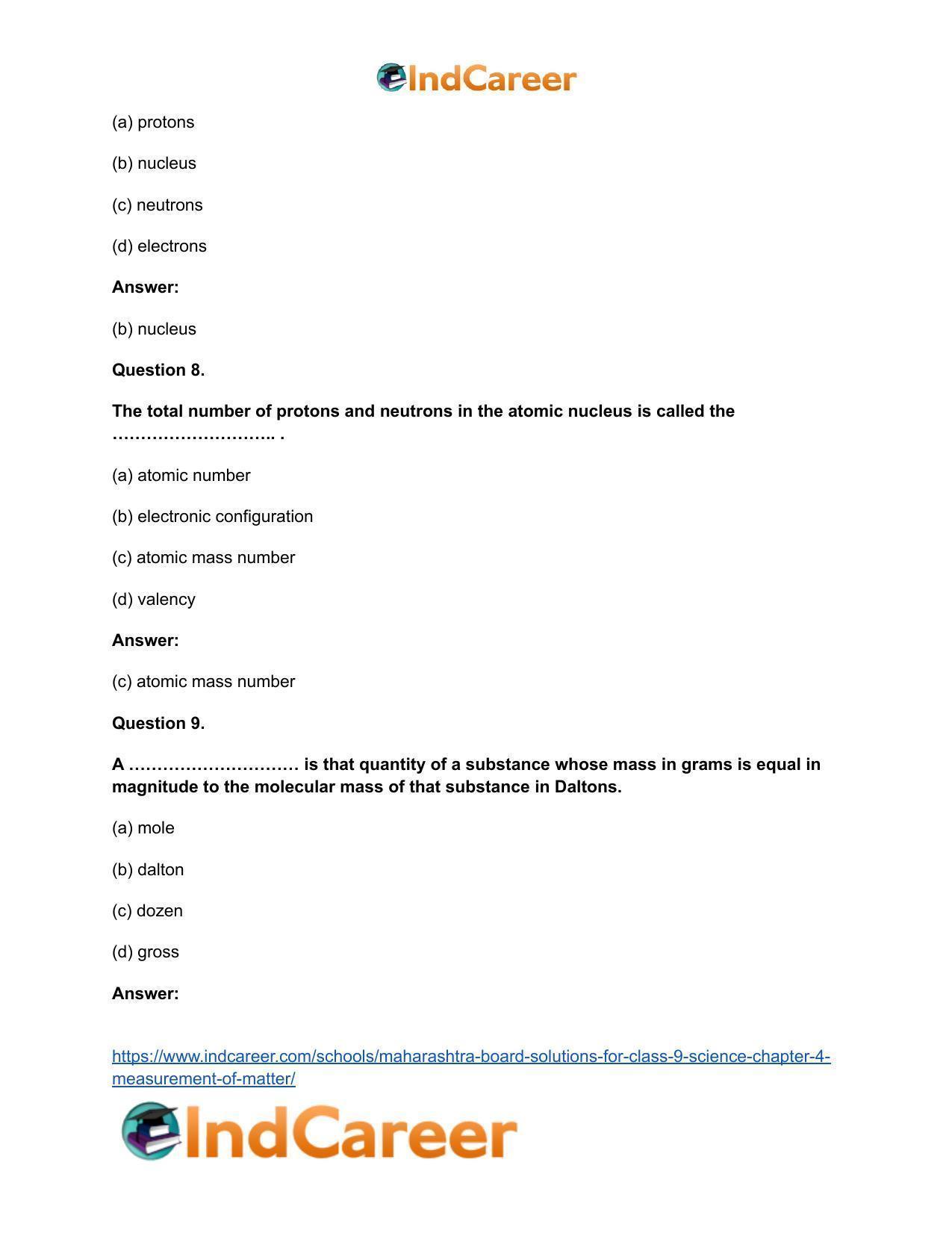 Maharashtra Board Solutions for Class 9- Science: Chapter 4- Measurement of Matter - Page 36