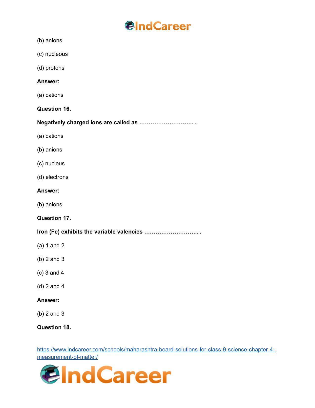 Maharashtra Board Solutions for Class 9- Science: Chapter 4- Measurement of Matter - Page 39