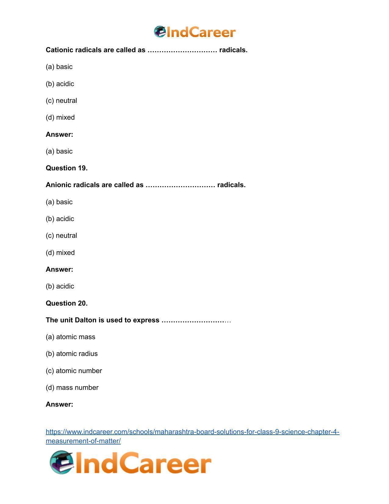 Maharashtra Board Solutions for Class 9- Science: Chapter 4- Measurement of Matter - Page 40