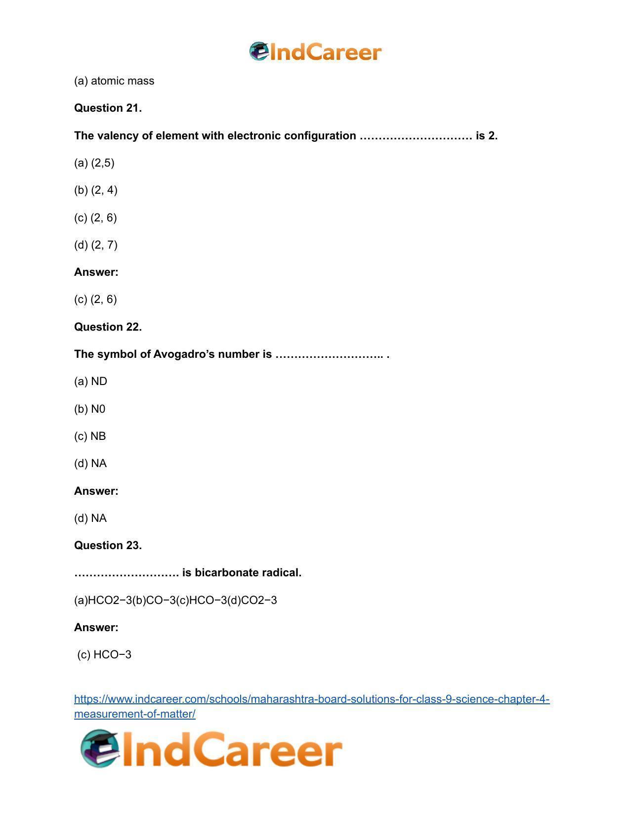 Maharashtra Board Solutions for Class 9- Science: Chapter 4- Measurement of Matter - Page 41