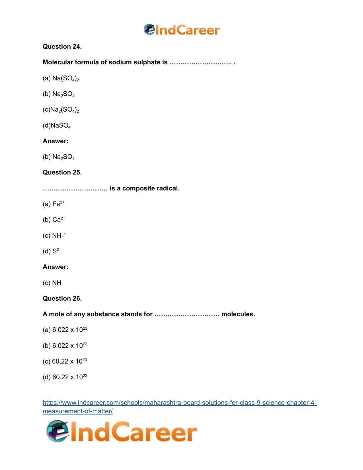 Maharashtra Board Solutions for Class 9- Science: Chapter 4- Measurement of Matter - Page 42