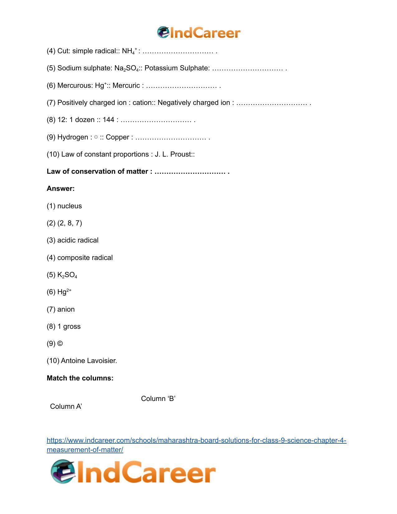 Maharashtra Board Solutions for Class 9- Science: Chapter 4- Measurement of Matter - Page 44