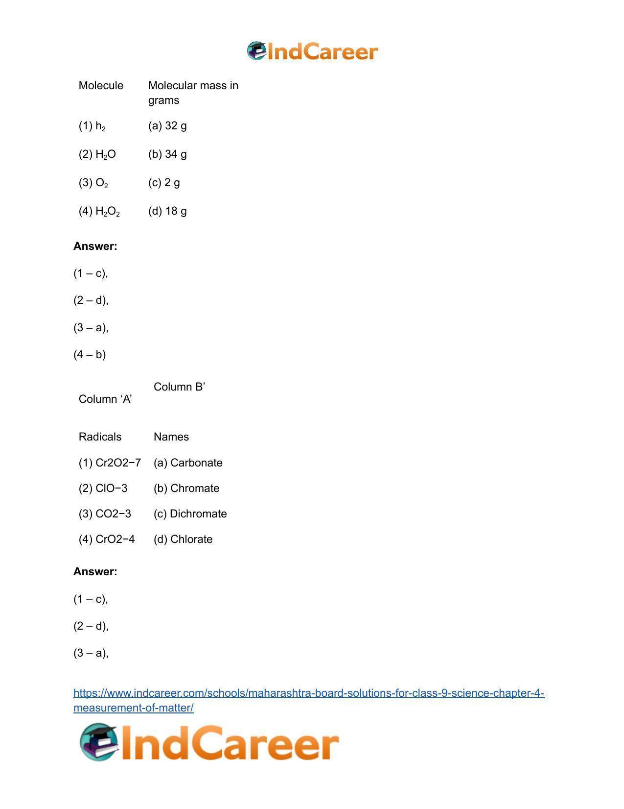 Maharashtra Board Solutions for Class 9- Science: Chapter 4- Measurement of Matter - Page 46