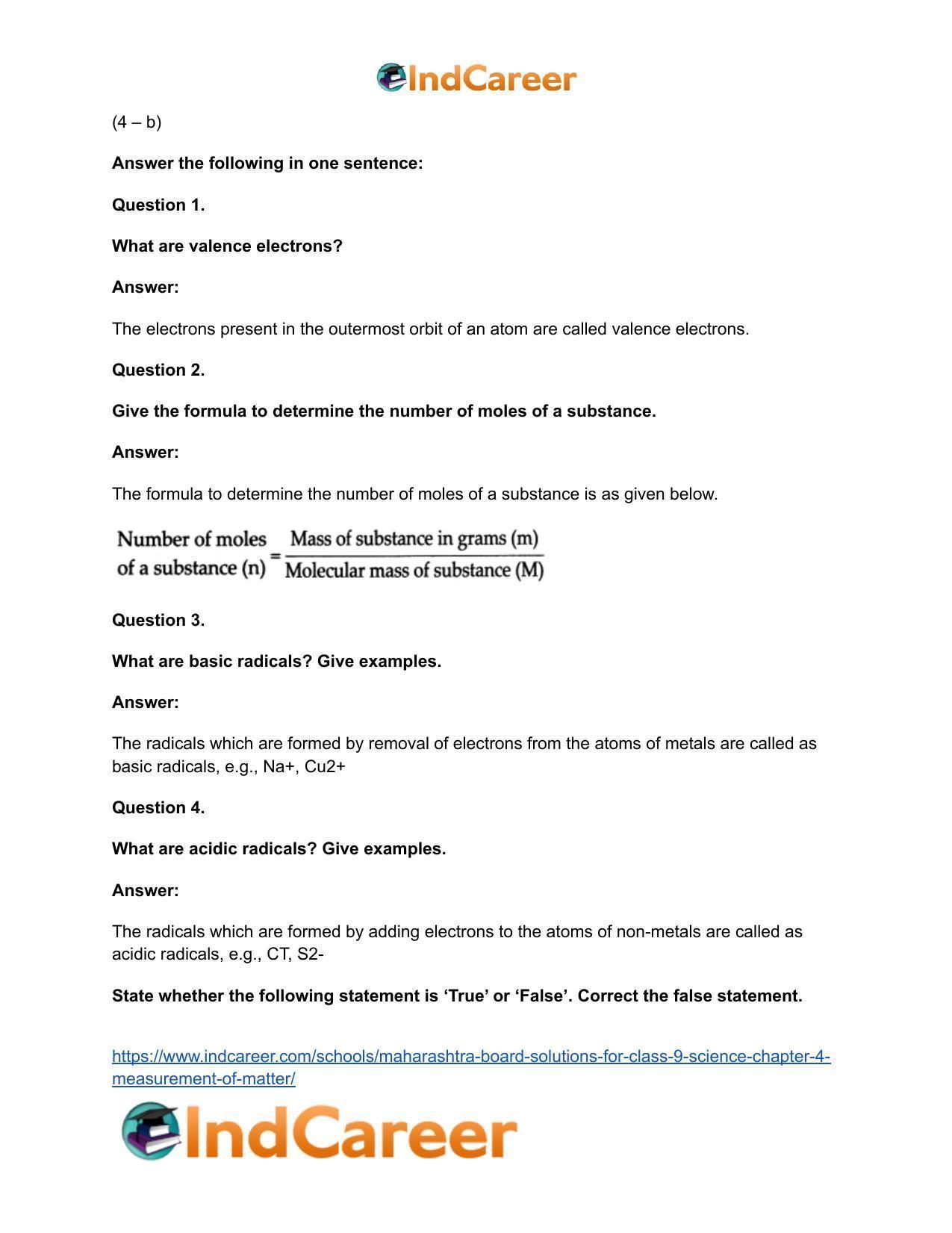 Maharashtra Board Solutions for Class 9- Science: Chapter 4- Measurement of Matter - Page 47