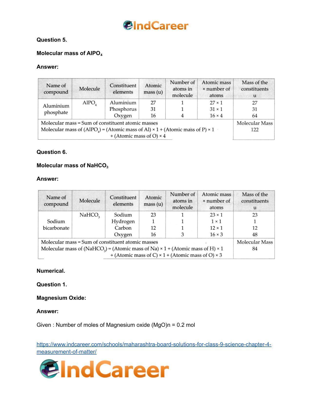 Maharashtra Board Solutions for Class 9- Science: Chapter 4- Measurement of Matter - Page 55