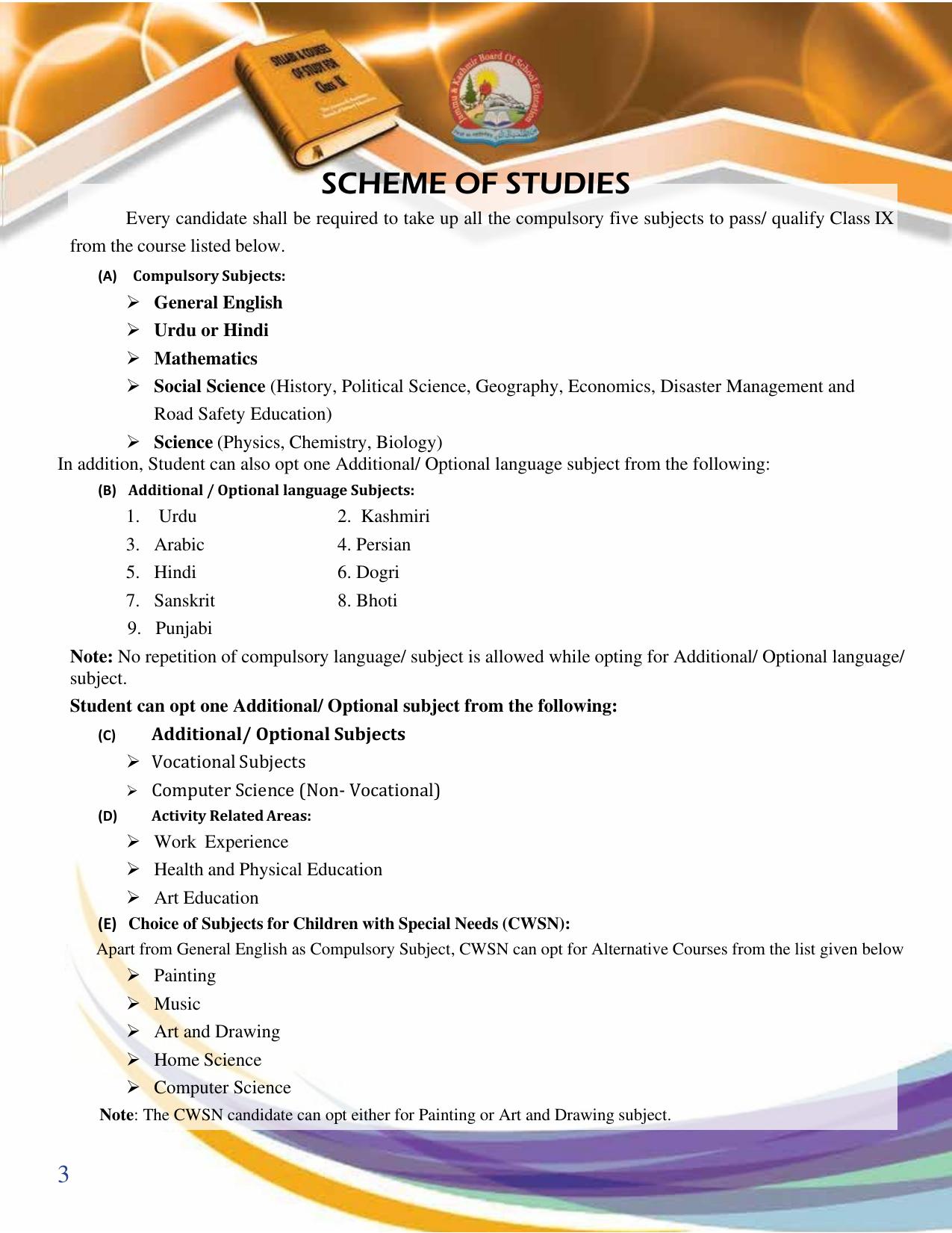 JKBOSE Syllabus for 9th class - Page 4