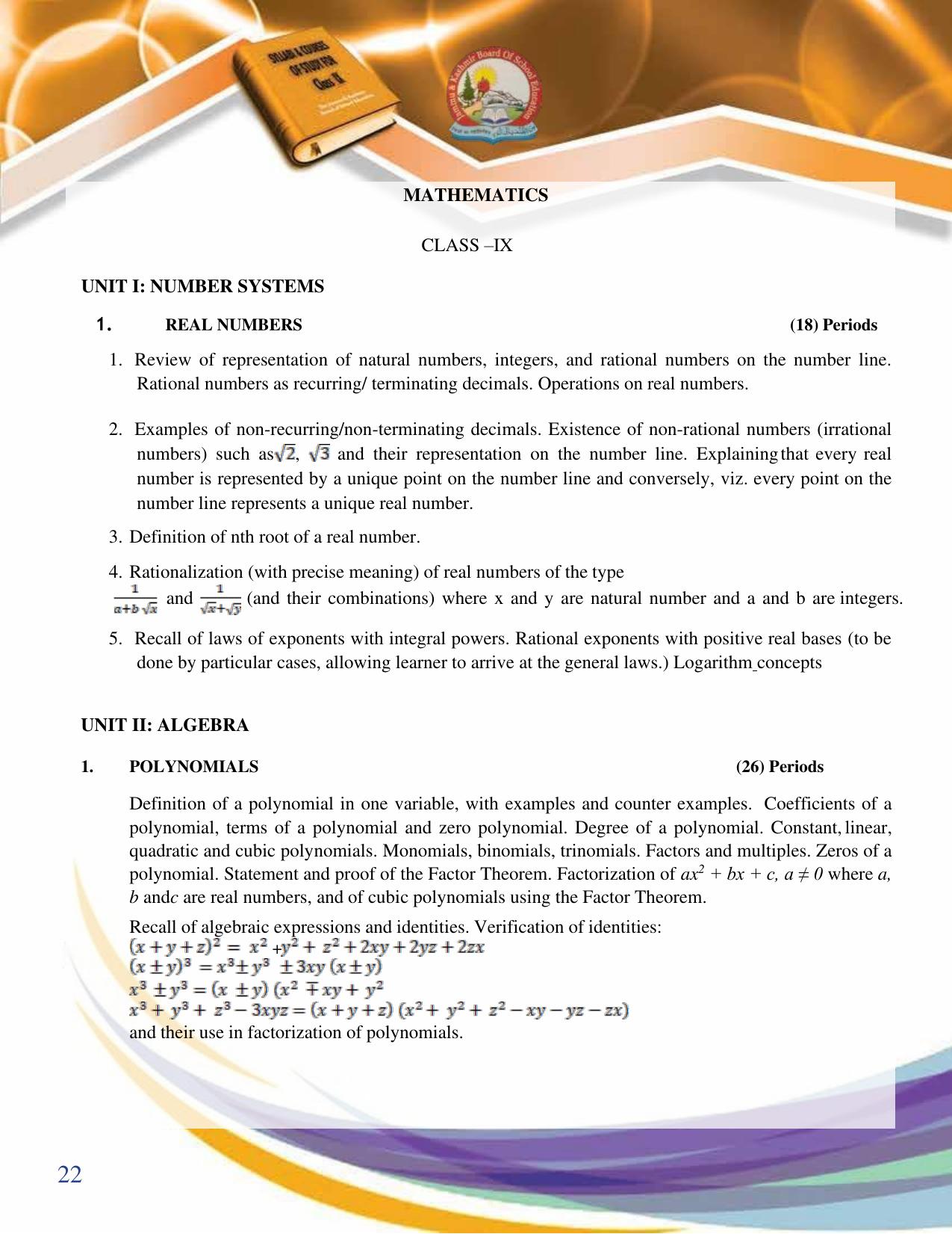 JKBOSE Syllabus for 9th class - Page 23