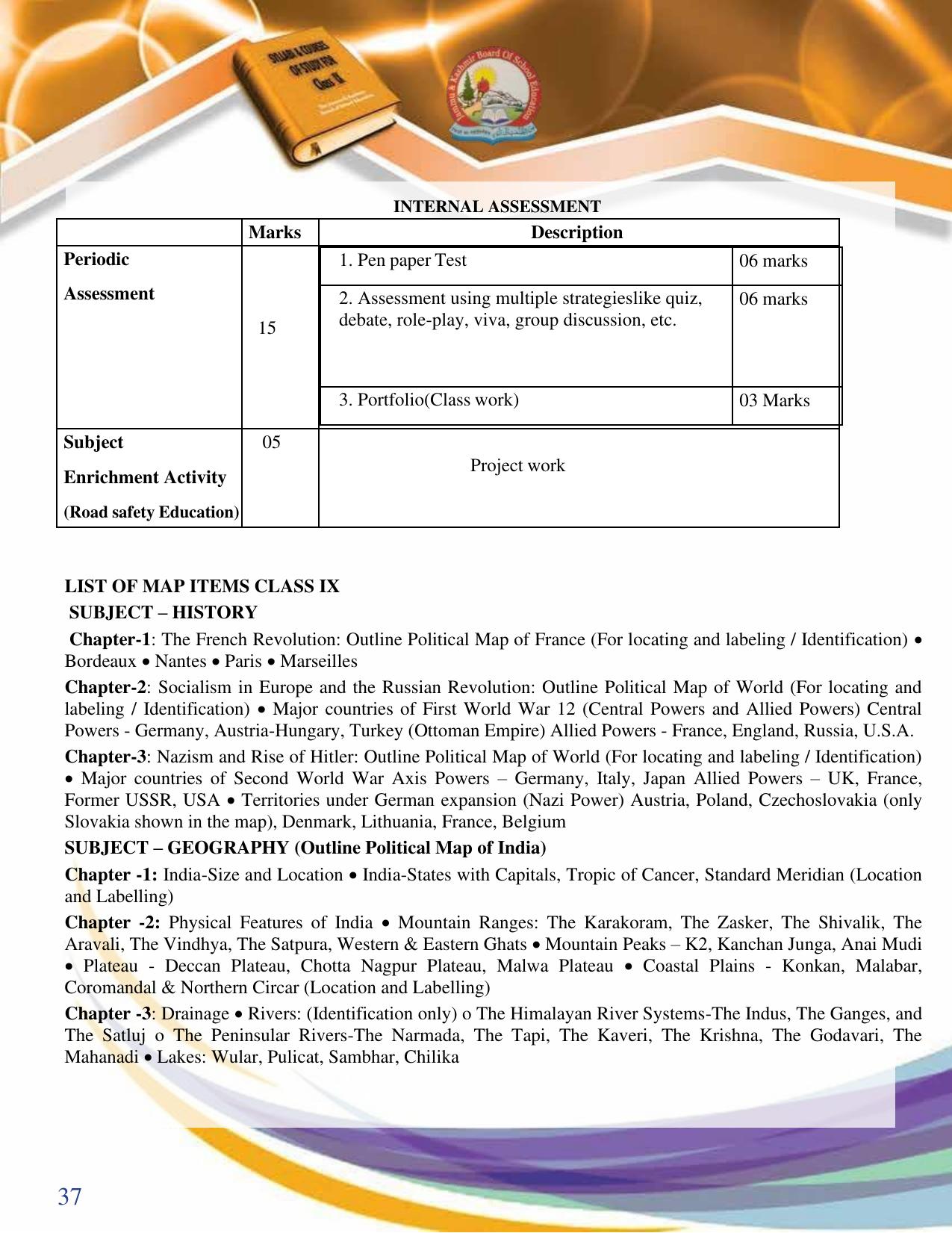 JKBOSE Syllabus for 9th class - Page 38