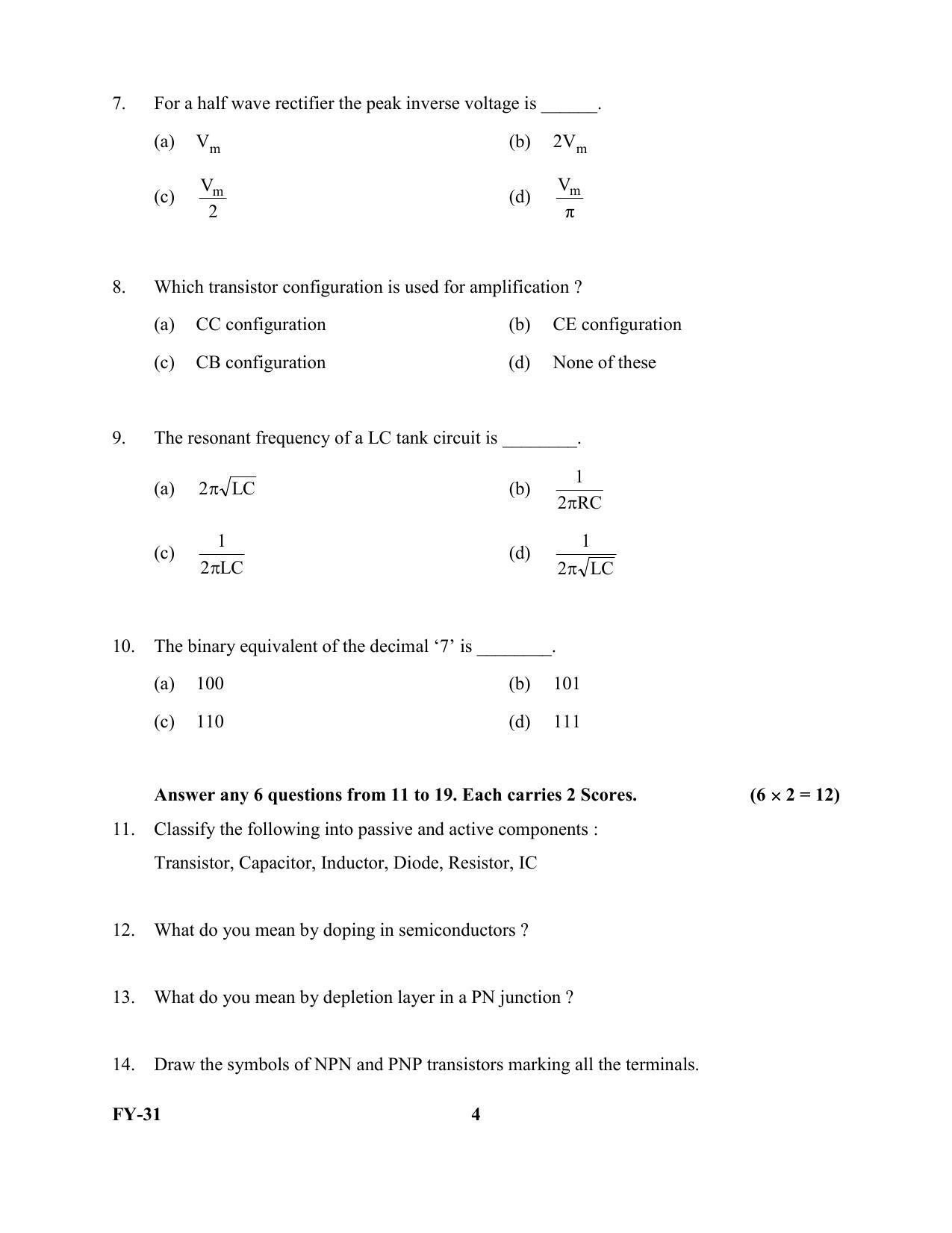 Kerala Plus One 2022 Electronics Question Papers - Page 4