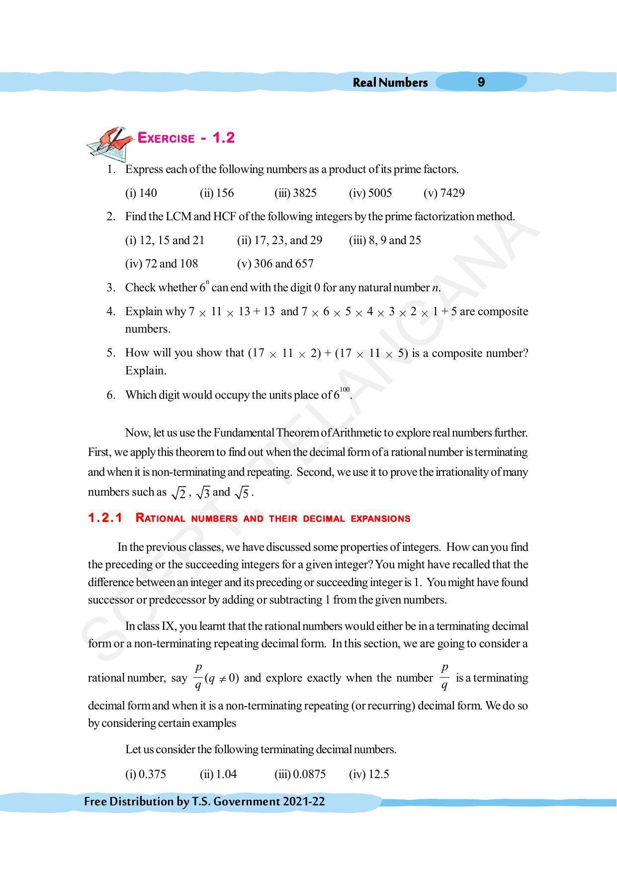 TS SCERT Class 10 Maths (English Medium) Text Book - Page 19