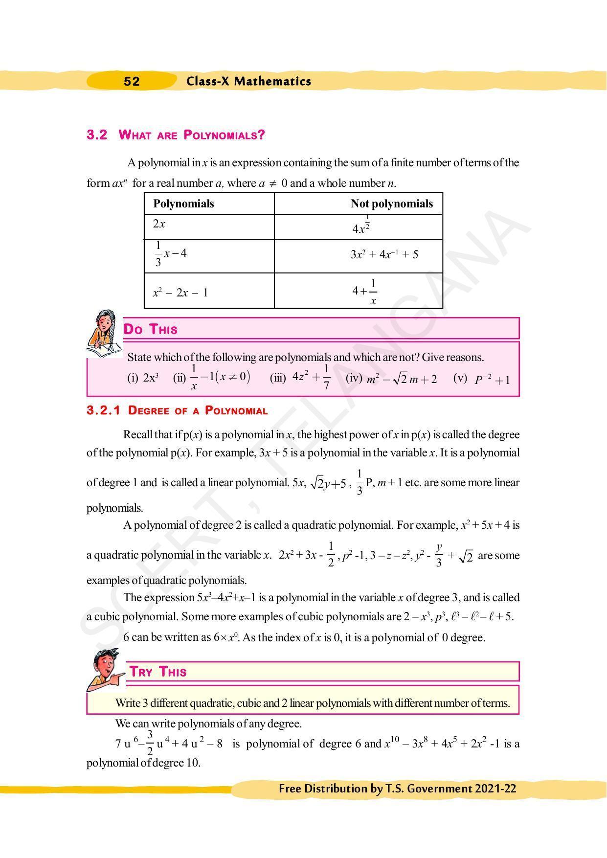 TS SCERT Class 10 Maths (English Medium) Text Book - Page 62