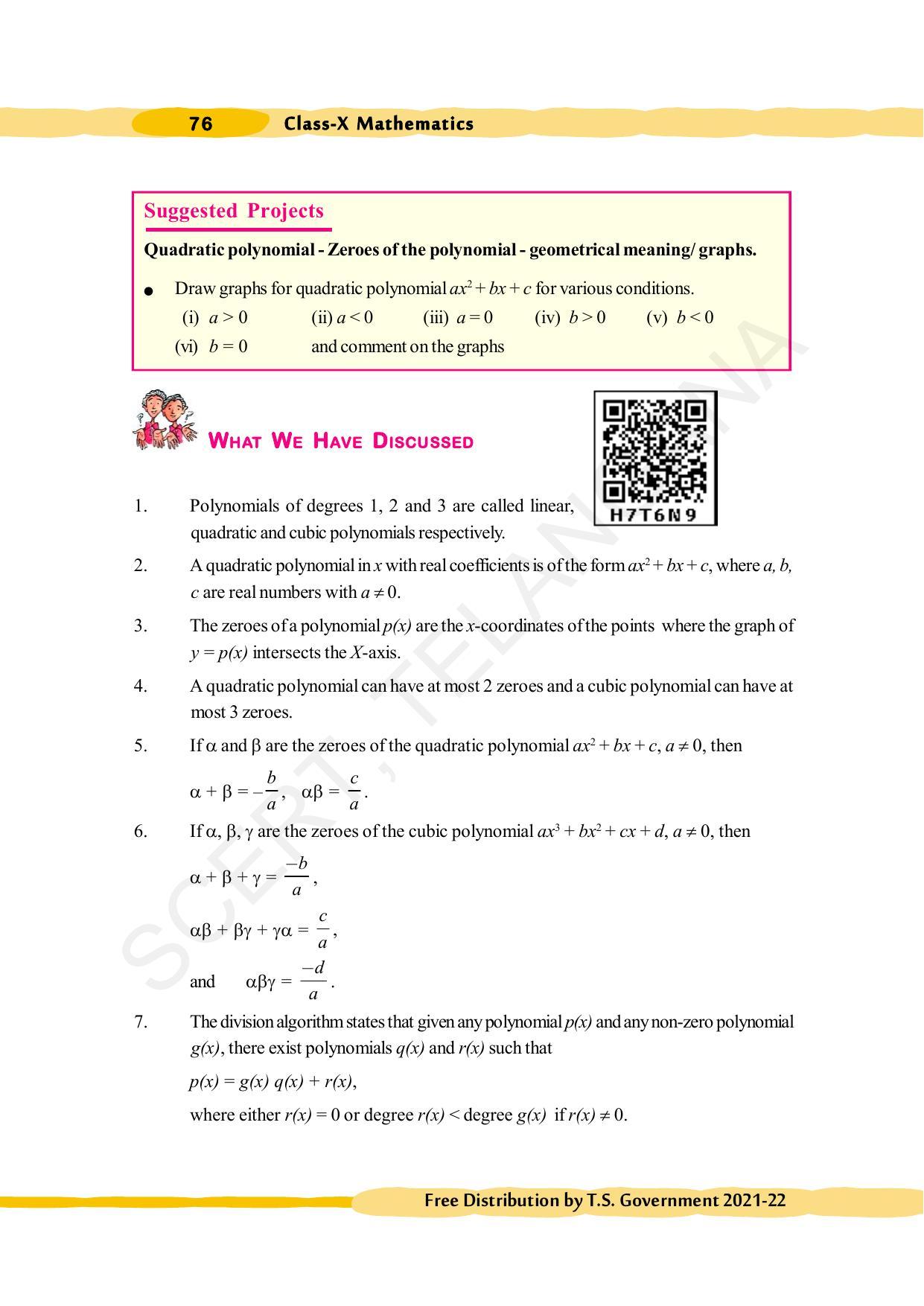 TS SCERT Class 10 Maths (English Medium) Text Book - Page 86