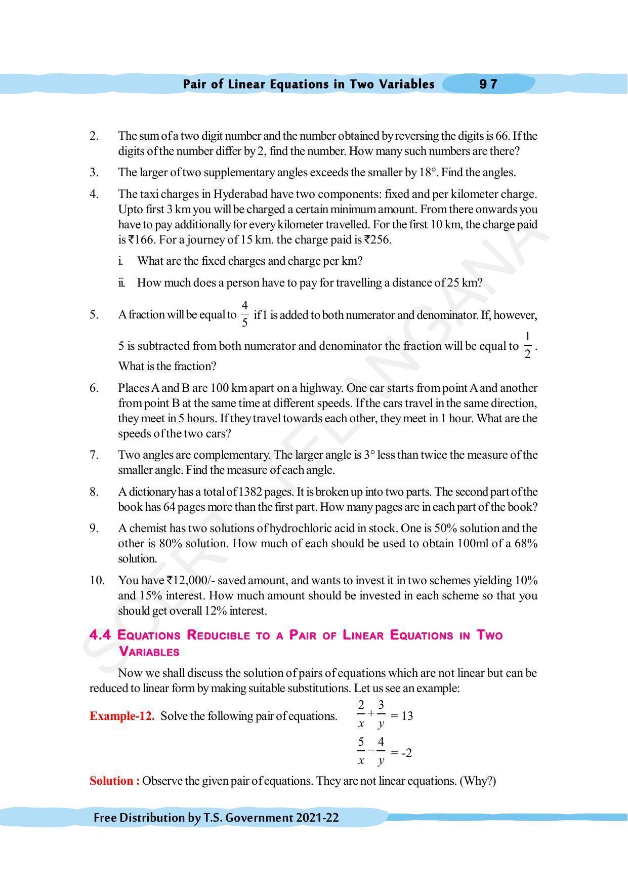 TS SCERT Class 10 Maths (English Medium) Text Book - Page 107