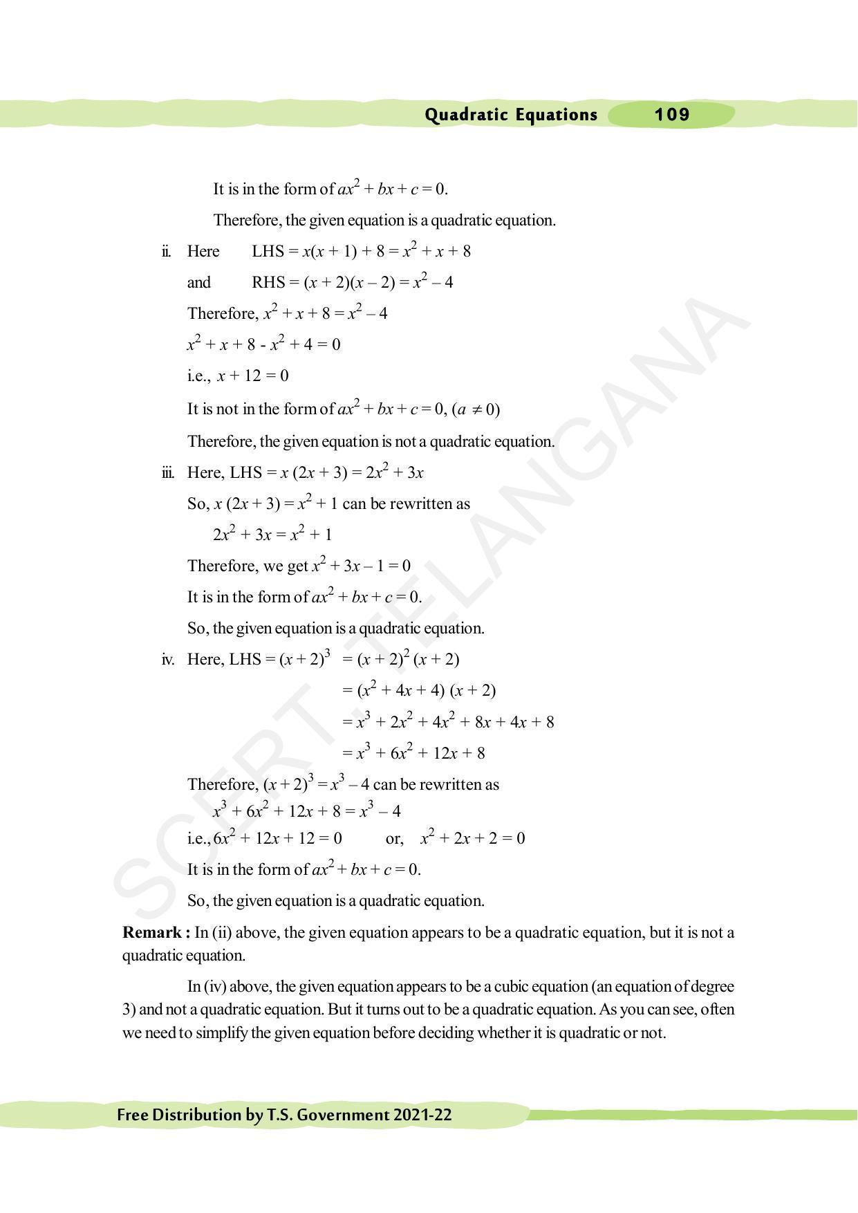 TS SCERT Class 10 Maths (English Medium) Text Book - Page 119