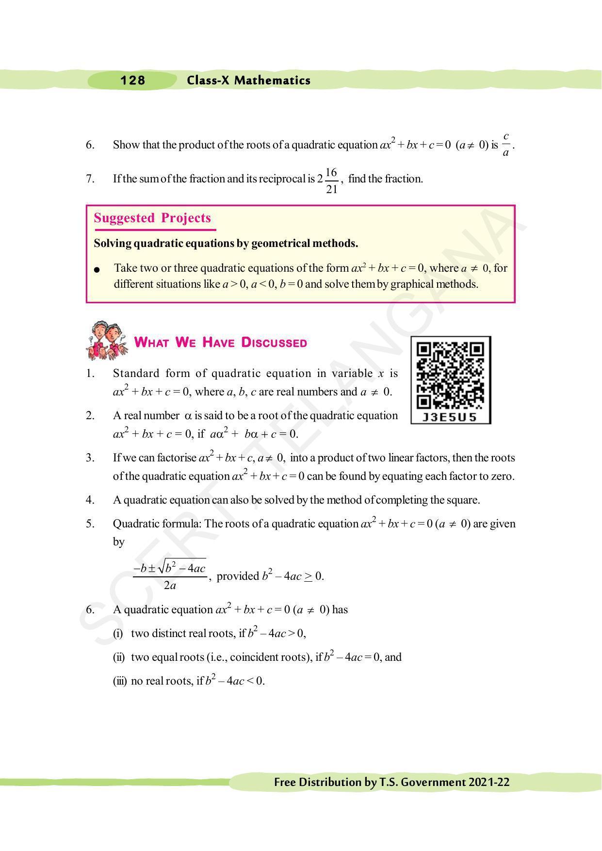 TS SCERT Class 10 Maths (English Medium) Text Book - Page 138