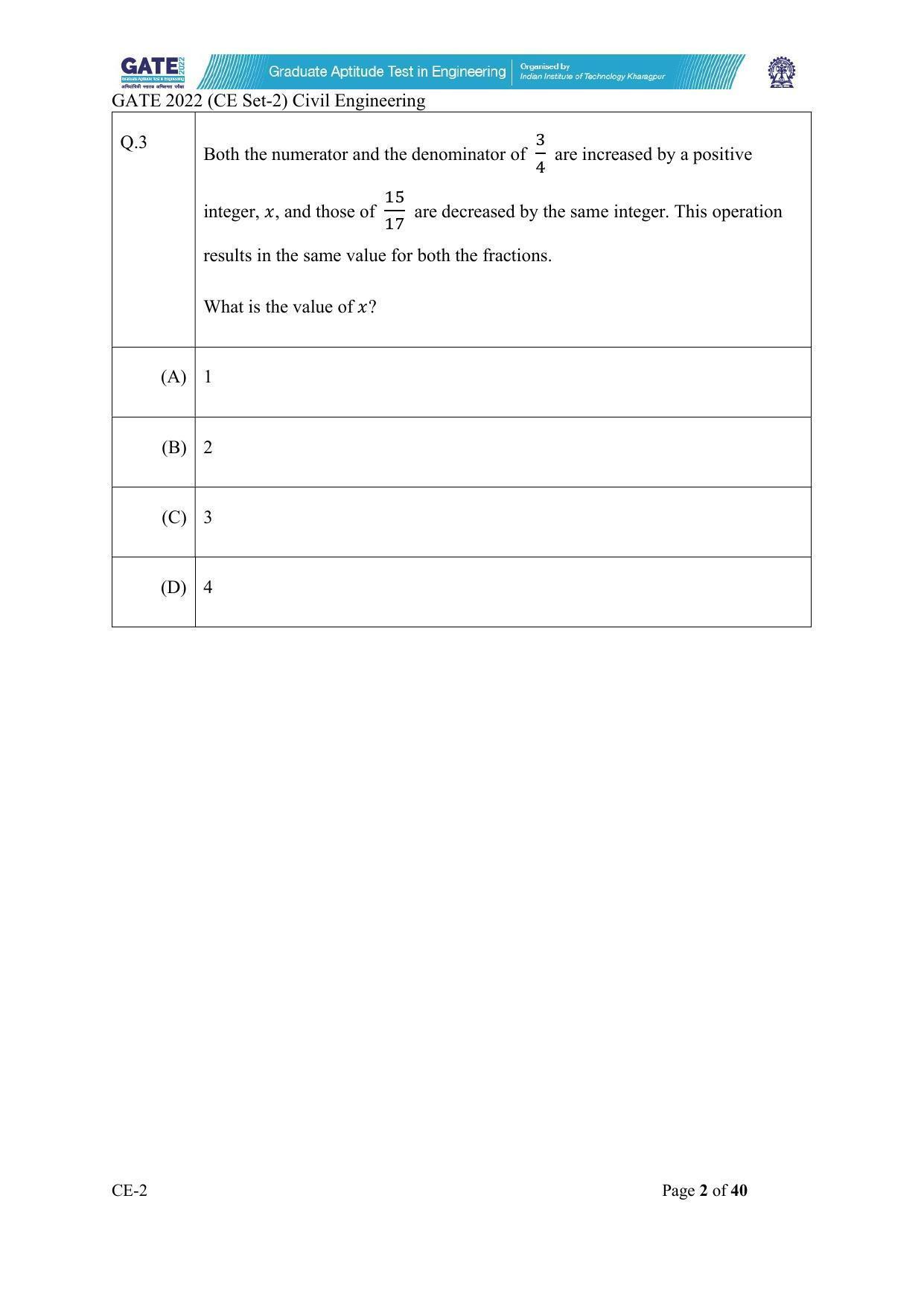 GATE 2022 Civil Engineering (CE-2) (Afternoon) Question Paper - Page 2