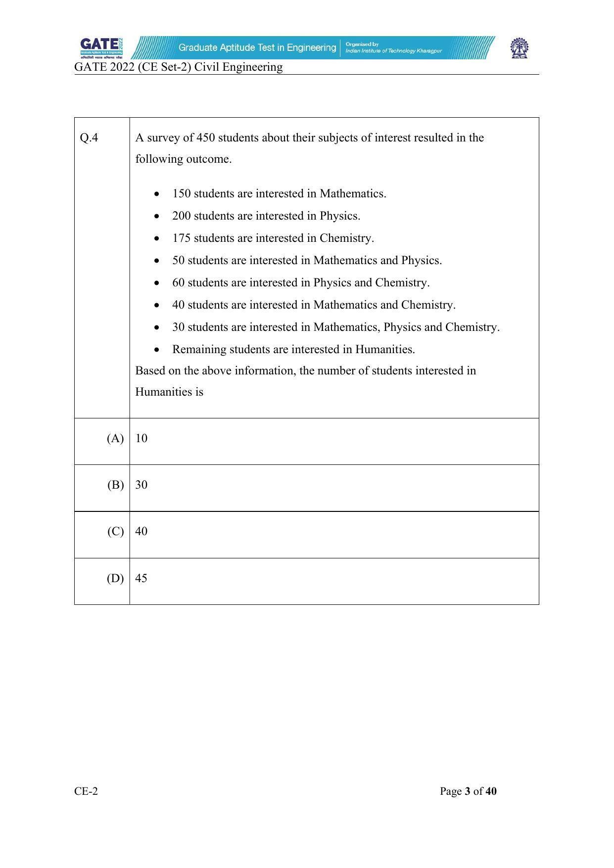 GATE 2022 Civil Engineering (CE-2) (Afternoon) Question Paper - Page 3