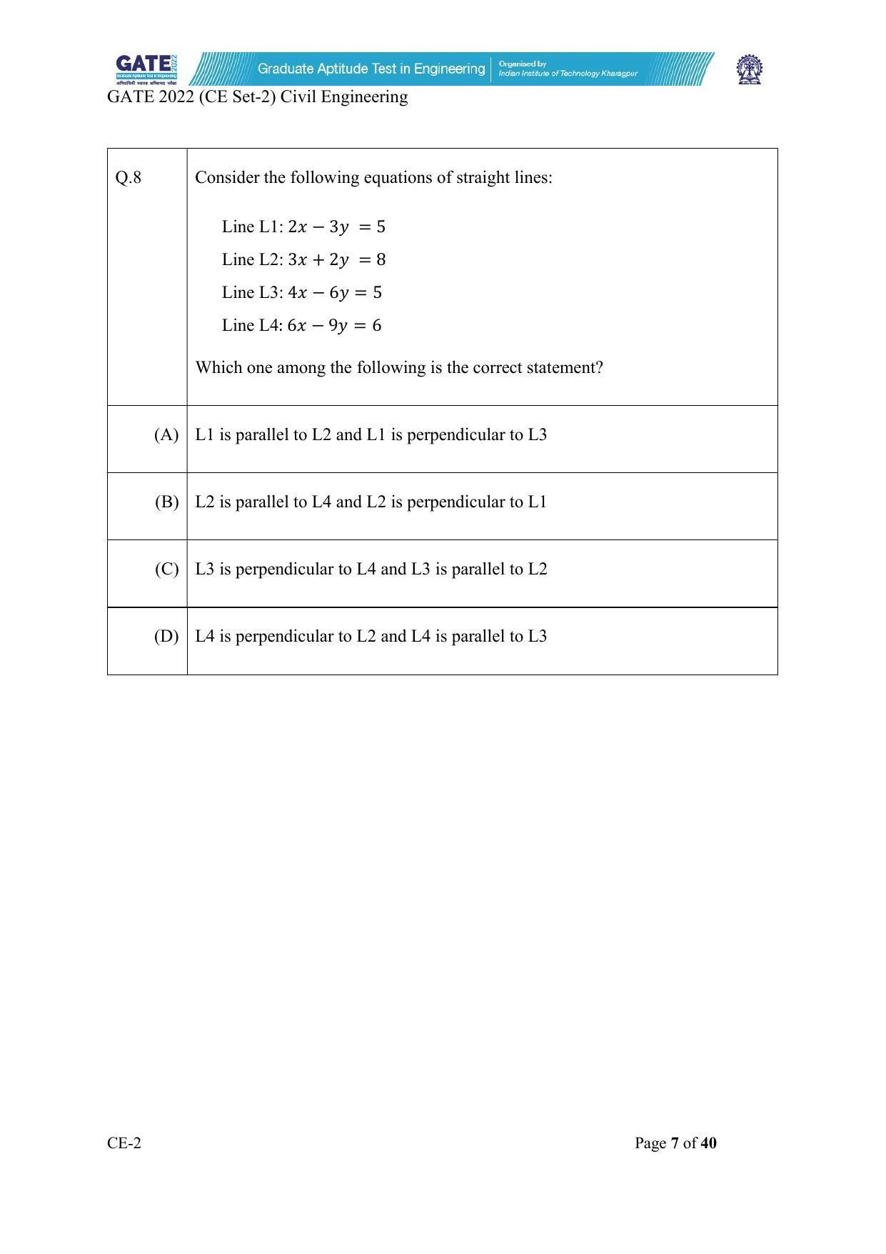 GATE 2022 Civil Engineering (CE-2) (Afternoon) Question Paper - Page 7