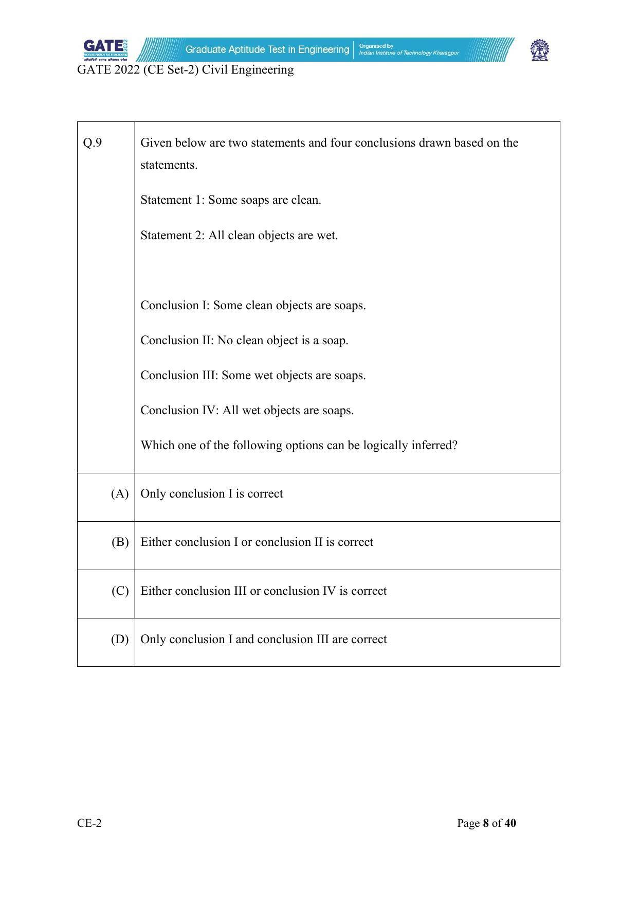 GATE 2022 Civil Engineering (CE-2) (Afternoon) Question Paper - Page 8