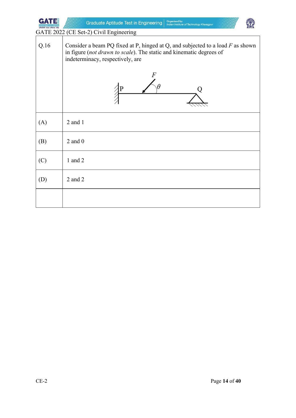 GATE 2022 Civil Engineering (CE-2) (Afternoon) Question Paper - Page 14