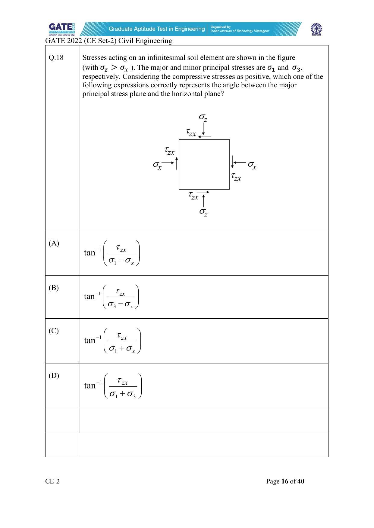 GATE 2022 Civil Engineering (CE-2) (Afternoon) Question Paper - Page 16