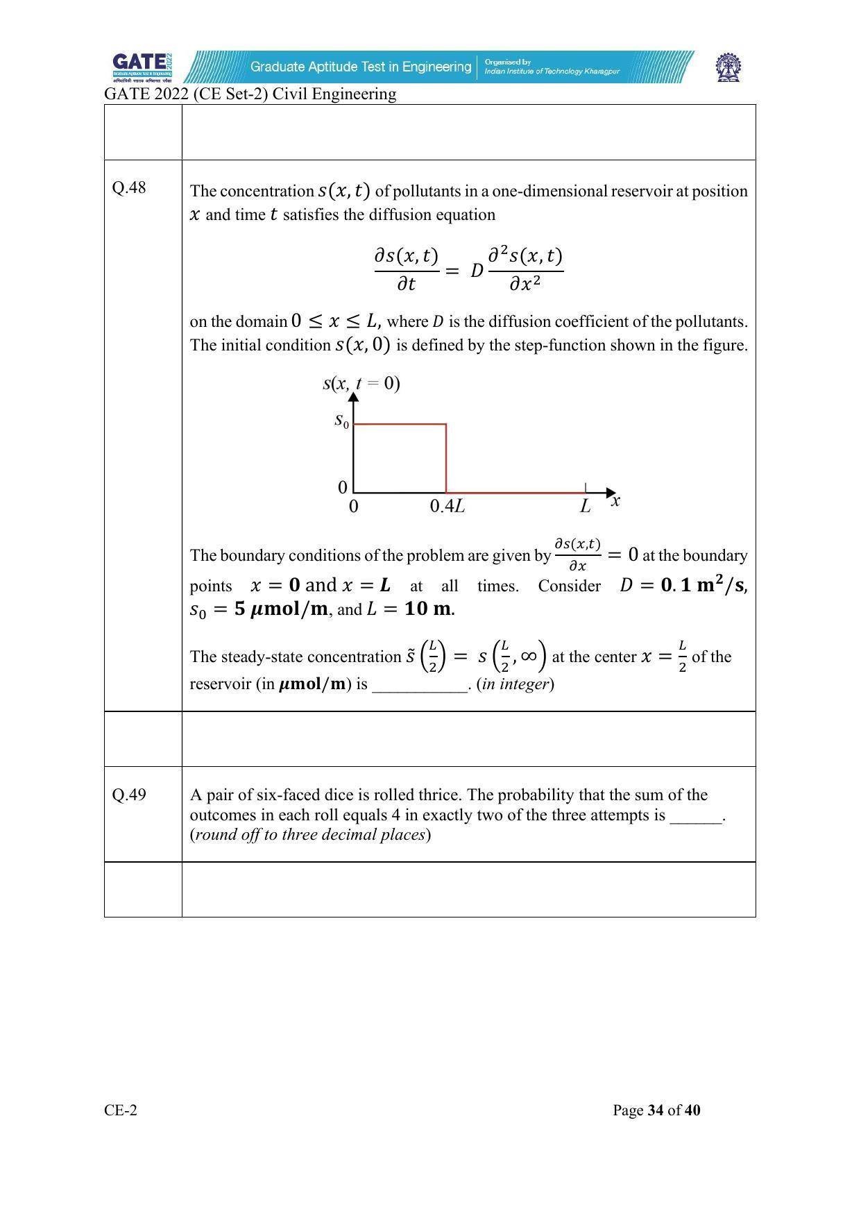 GATE 2022 Civil Engineering (CE-2) (Afternoon) Question Paper - Page 34