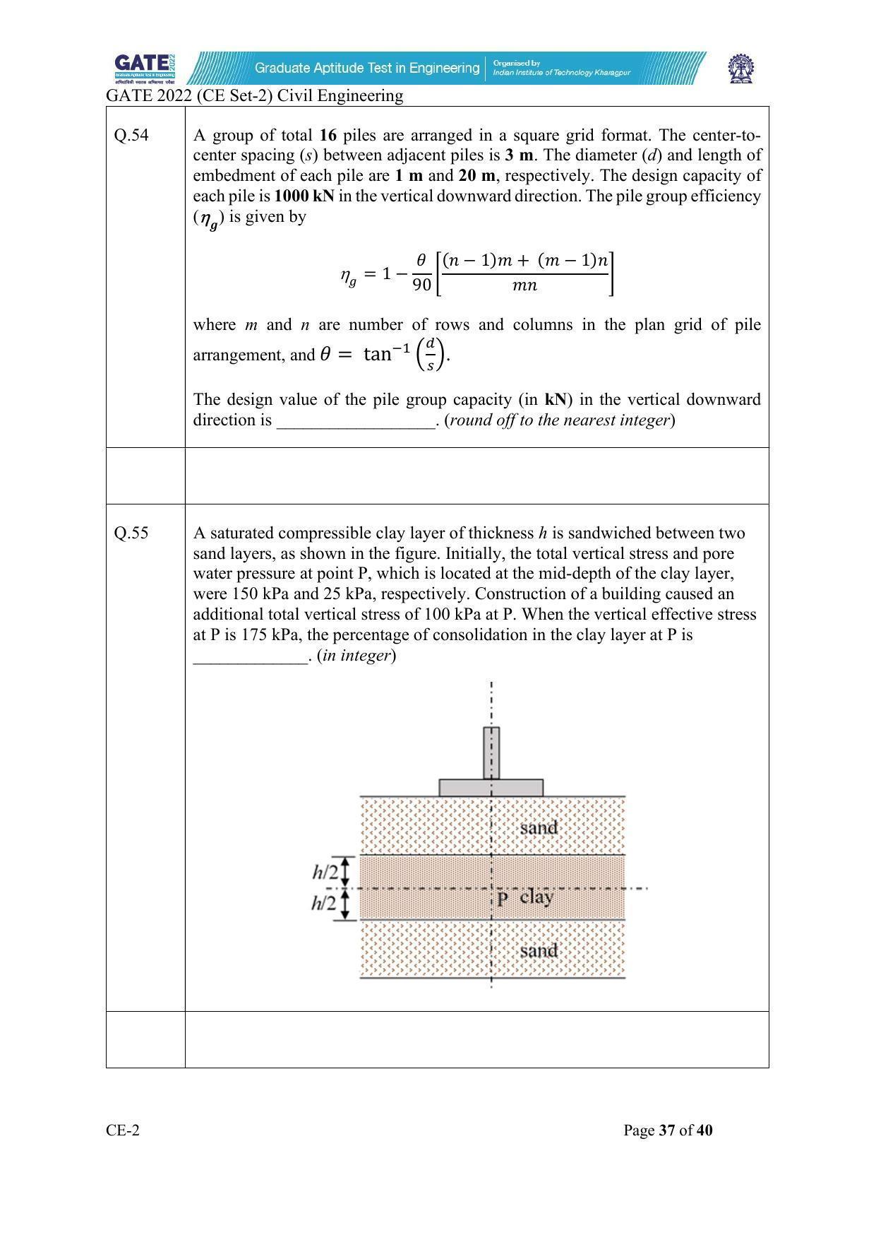 GATE 2022 Civil Engineering (CE-2) (Afternoon) Question Paper - Page 37