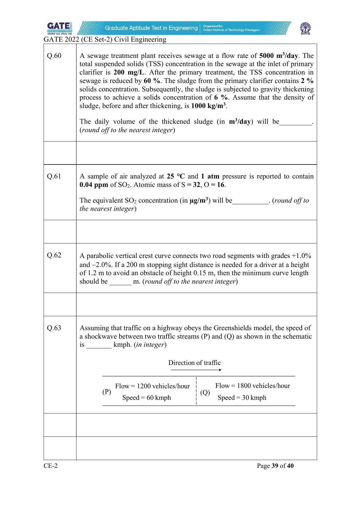 GATE 2022 Civil Engineering (CE-2) (Afternoon) Question Paper - Page 39