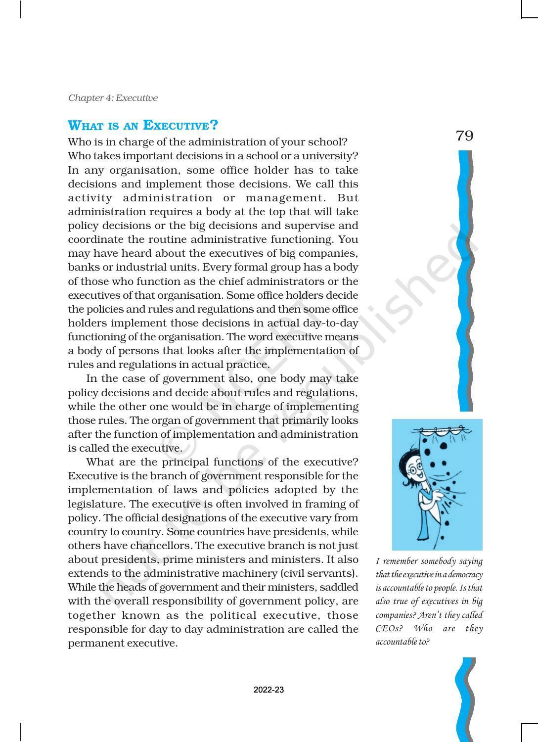 NCERT Book for Class 11 Political Science (Indian Constitution at Work) Chapter 4 Executive - Page 2