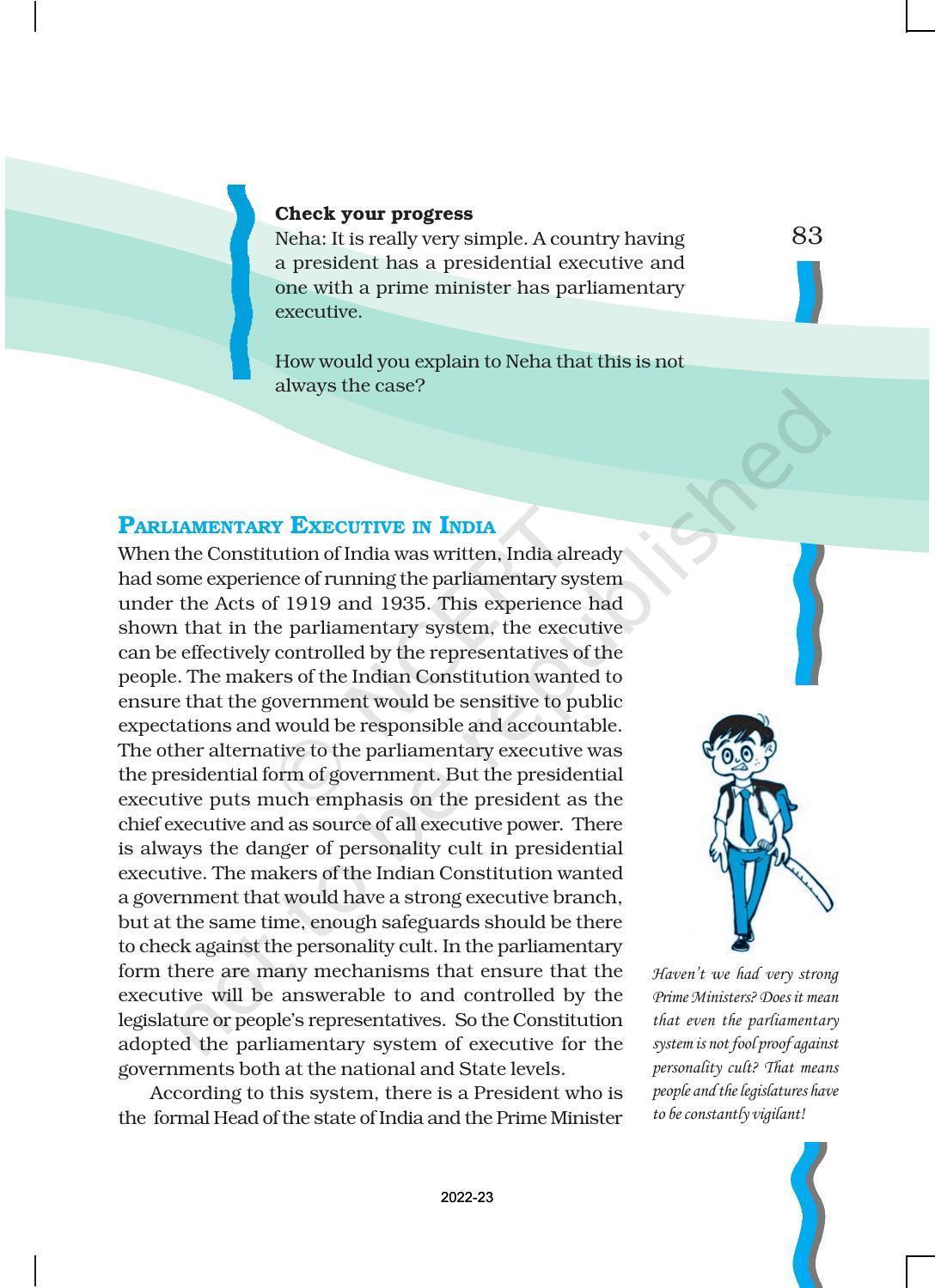 NCERT Book for Class 11 Political Science (Indian Constitution at Work) Chapter 4 Executive - Page 6