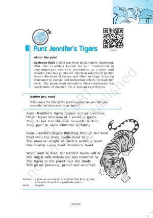 NCERT Book for Class 12 English Chapter 6 Aunt Jennifer's Tigers