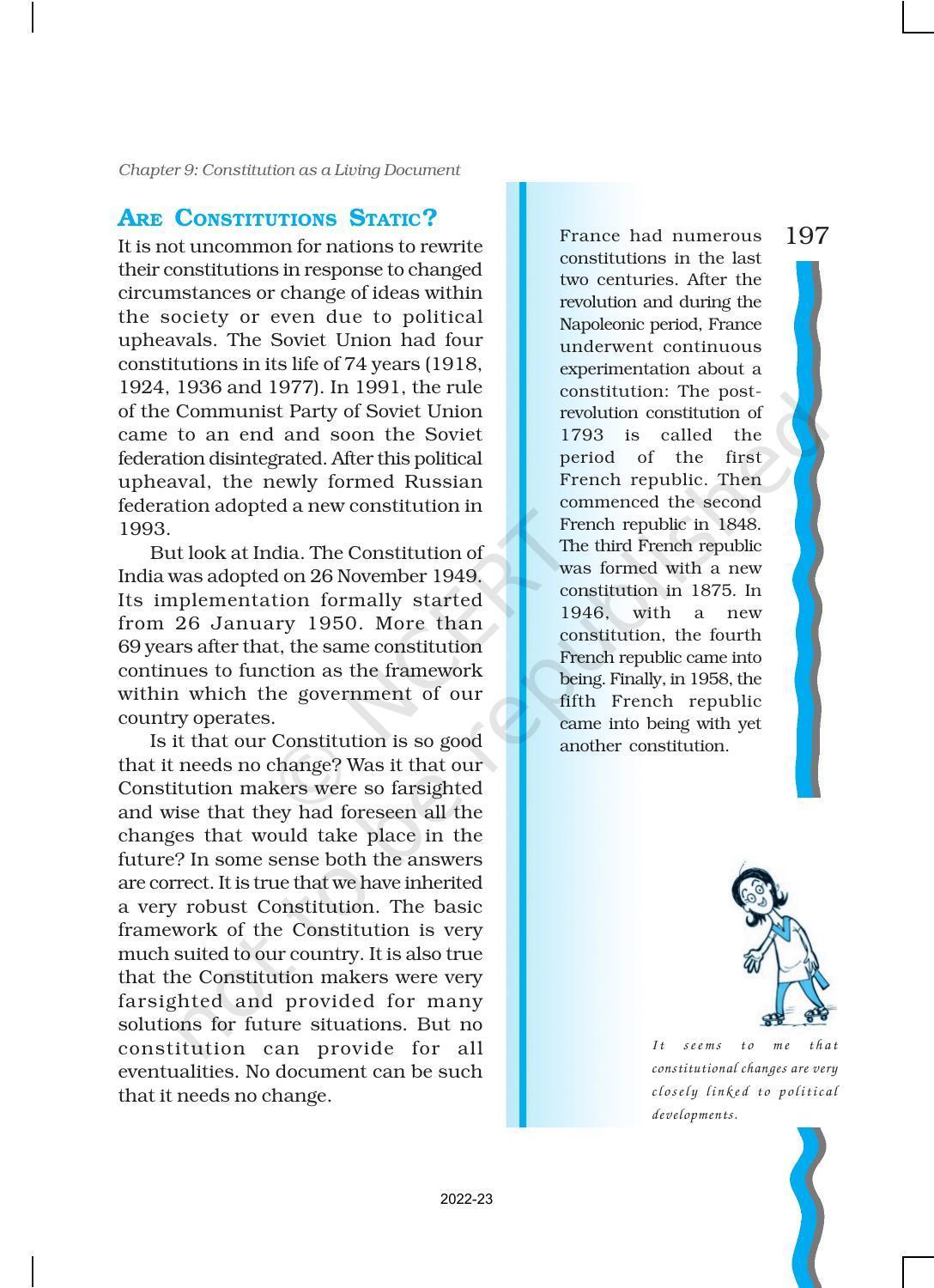 NCERT Book for Class 11 Political Science (Indian Constitution at Work) Chapter 9 Constitution as a Living Document - Page 2