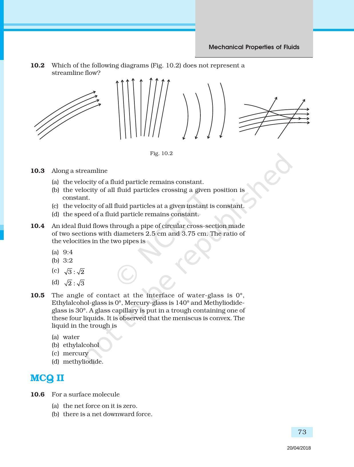 NCERT Exemplar Book for Class 11 Physics: Chapter 9 Mechanical Properties of Fluids - Page 2