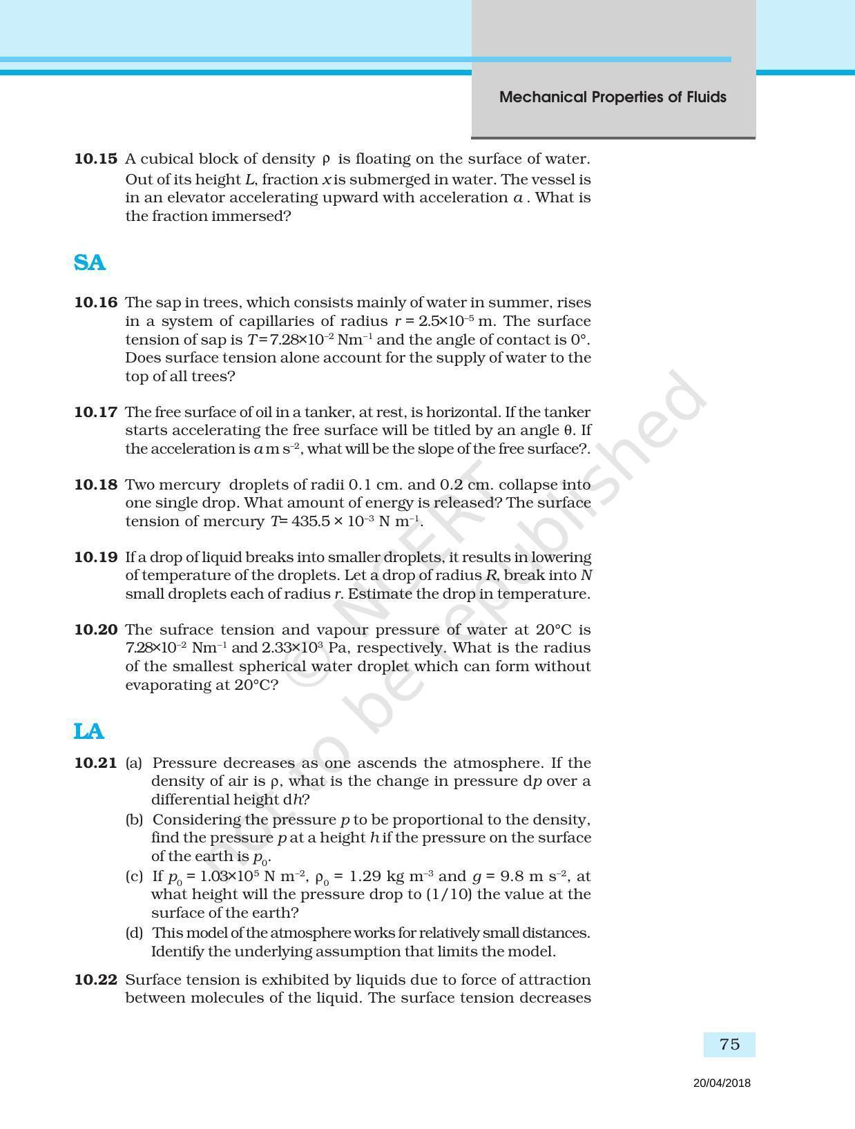 NCERT Exemplar Book for Class 11 Physics: Chapter 9 Mechanical Properties of Fluids - Page 4