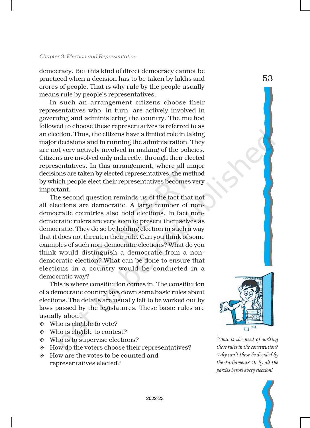 NCERT Book for Class 11 Political Science (Indian Constitution at Work) Chapter 3 Election and Representation - Page 3
