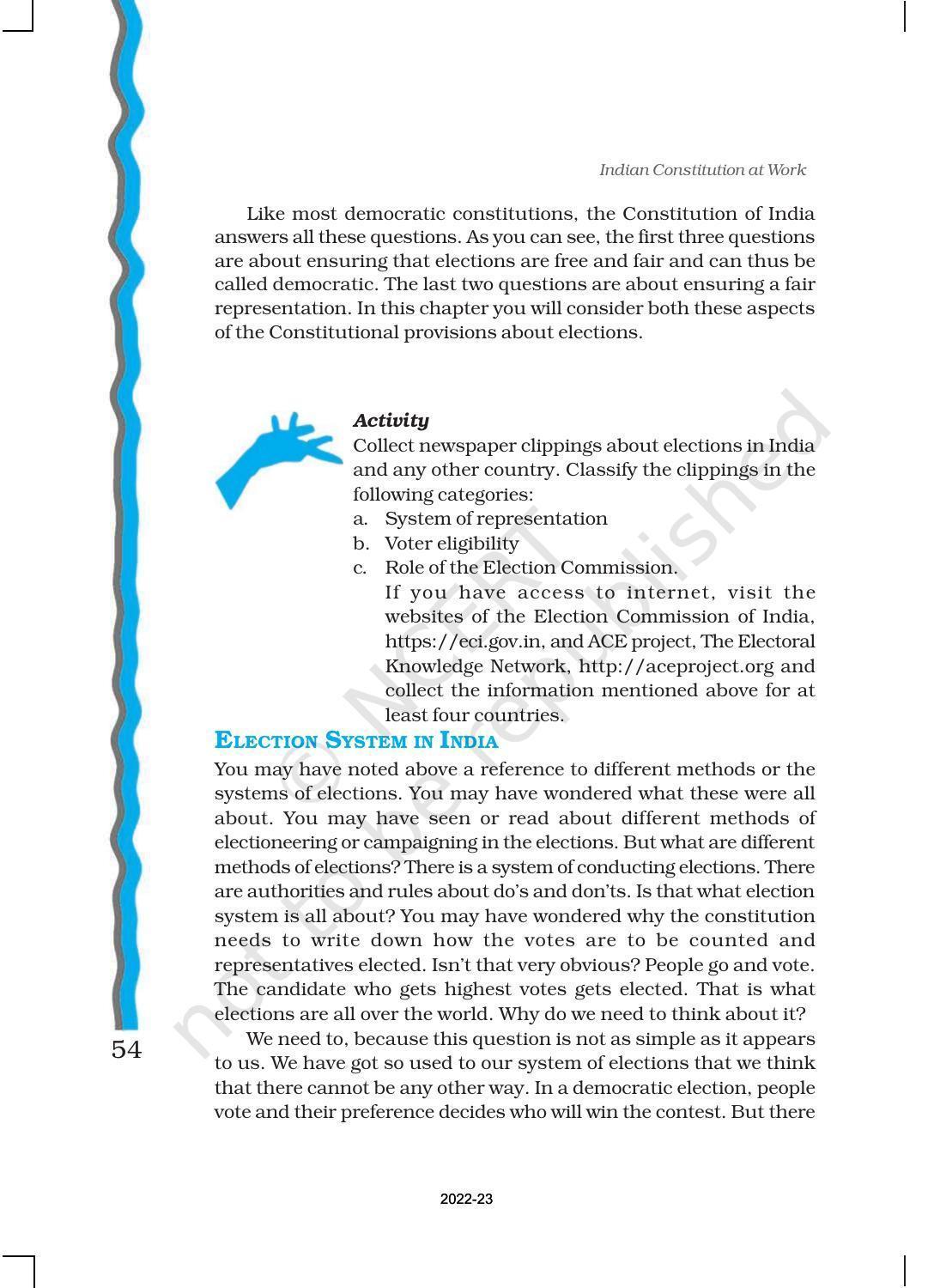 NCERT Book for Class 11 Political Science (Indian Constitution at Work) Chapter 3 Election and Representation - Page 4