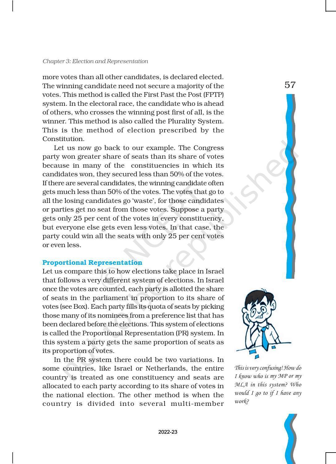 NCERT Book for Class 11 Political Science (Indian Constitution at Work) Chapter 3 Election and Representation - Page 7